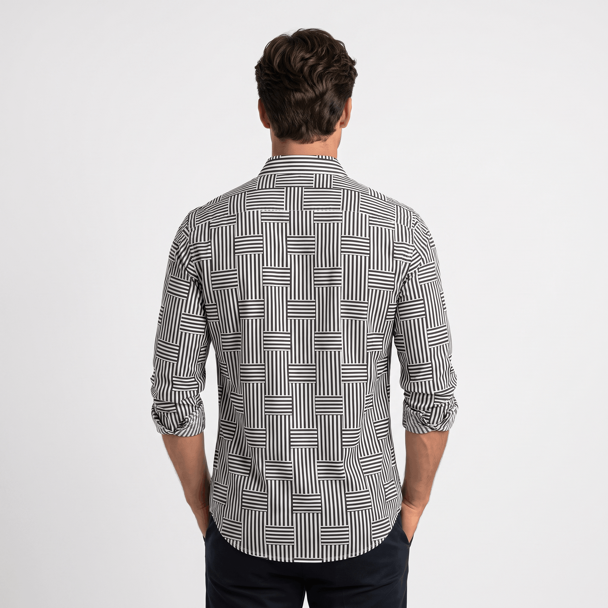 Jefferson Vintage Striped Shirt – Geometric Patchwork Button-Up