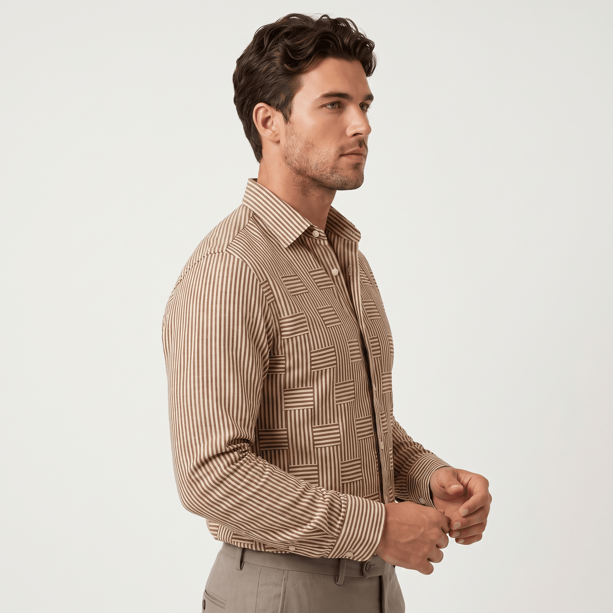 Jefferson Vintage Striped Shirt – Geometric Patchwork Button-Up