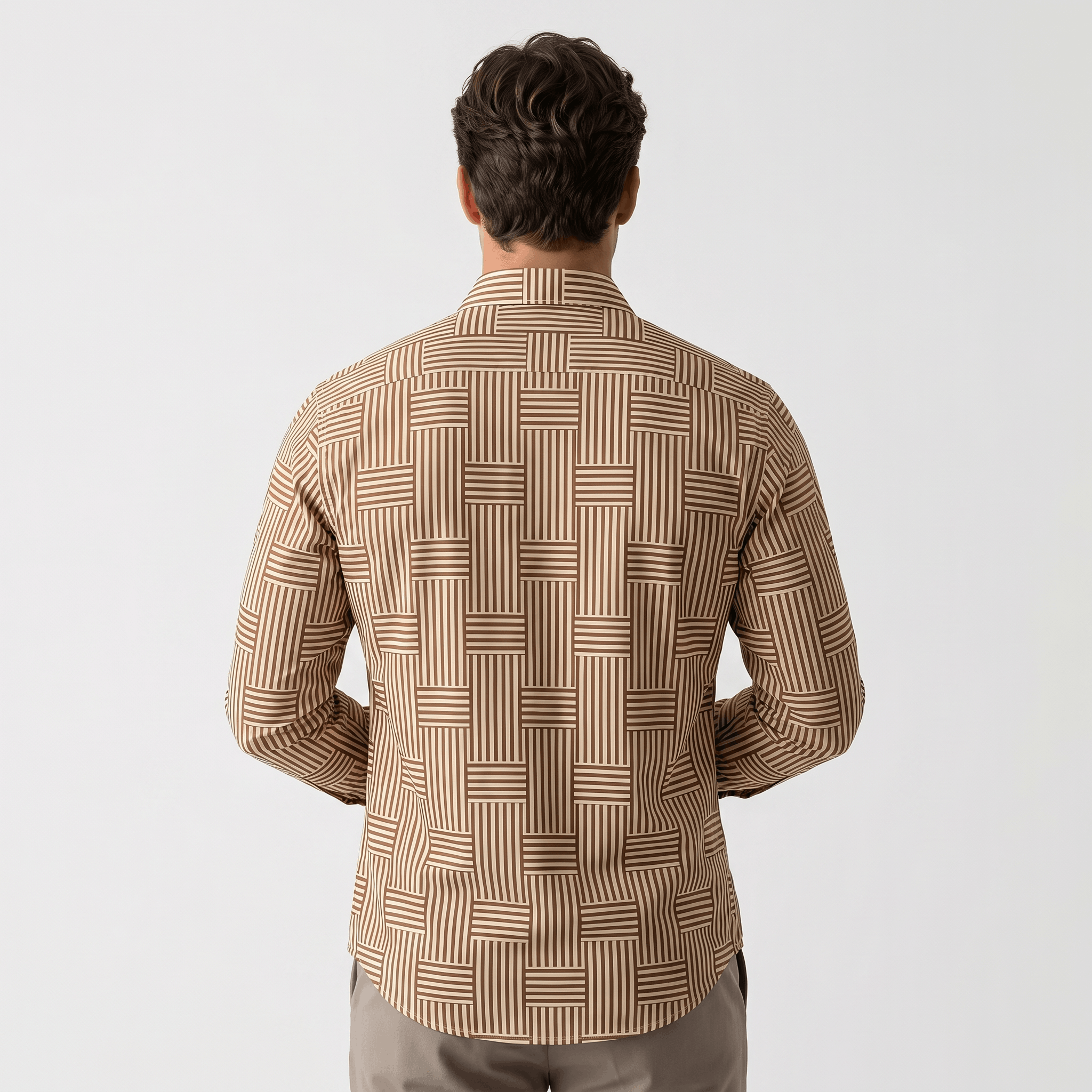 Jefferson Vintage Striped Shirt – Geometric Patchwork Button-Up