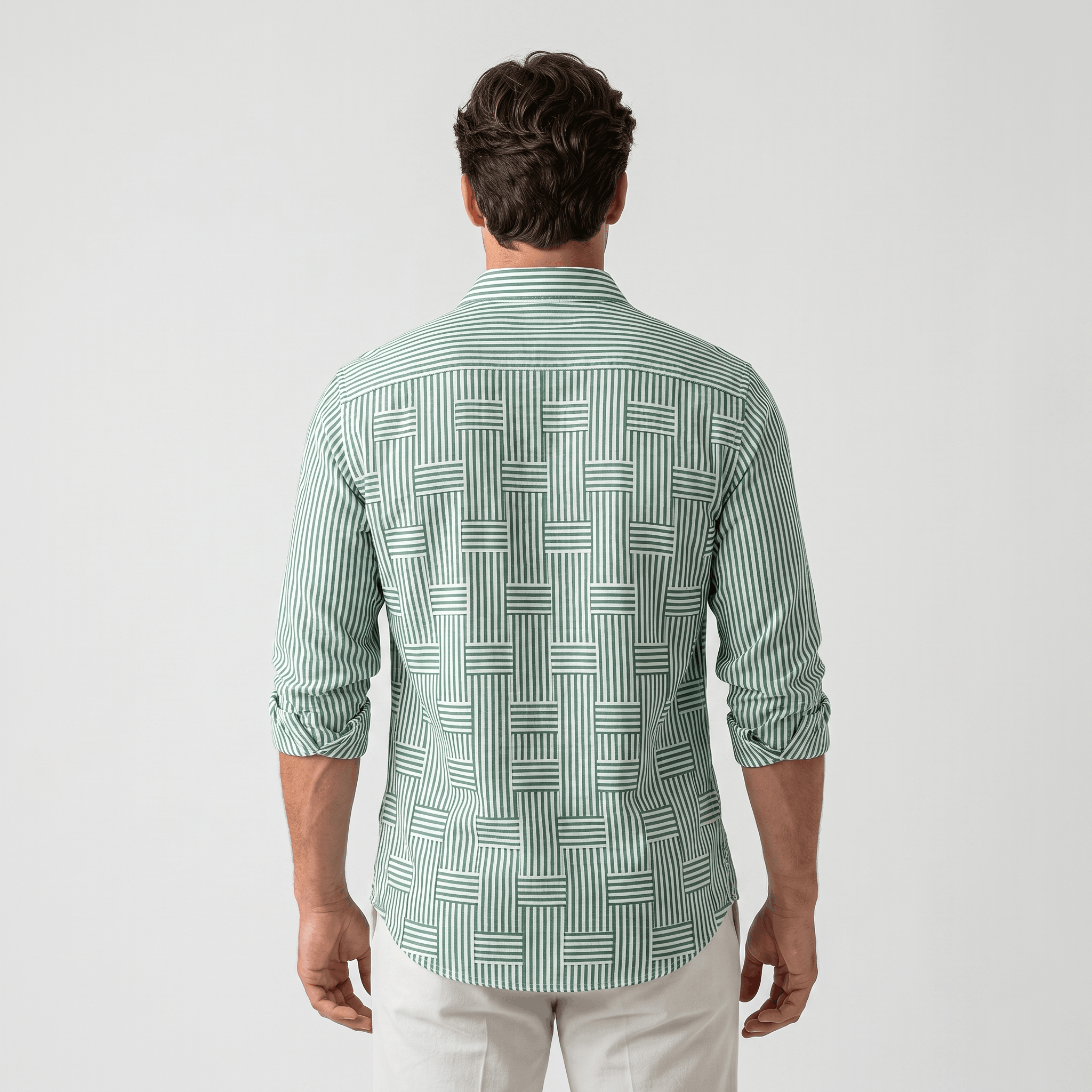 Jefferson Vintage Striped Shirt – Geometric Patchwork Button-Up