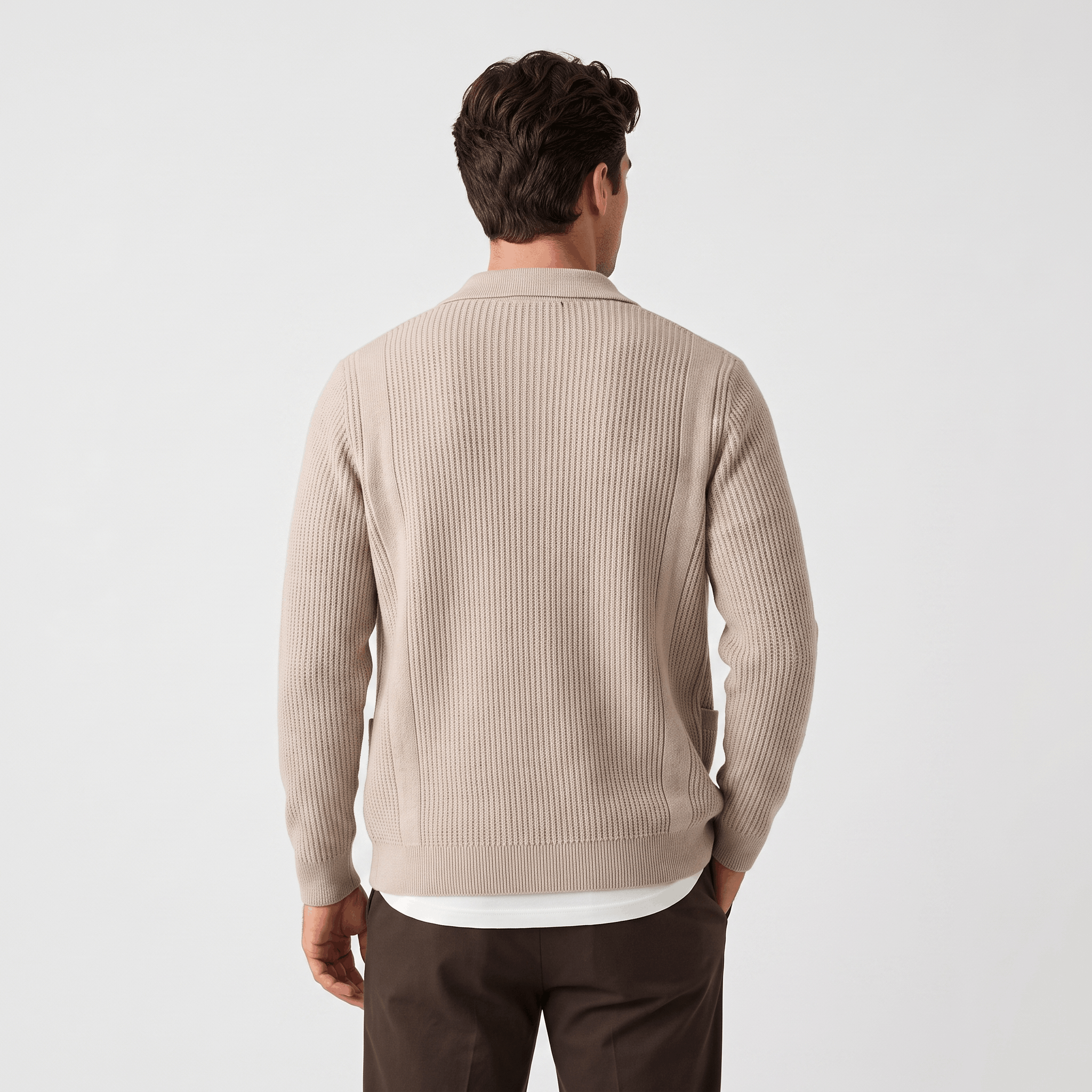 Jackson Textured Knit Cardigan – Collared Button Layer