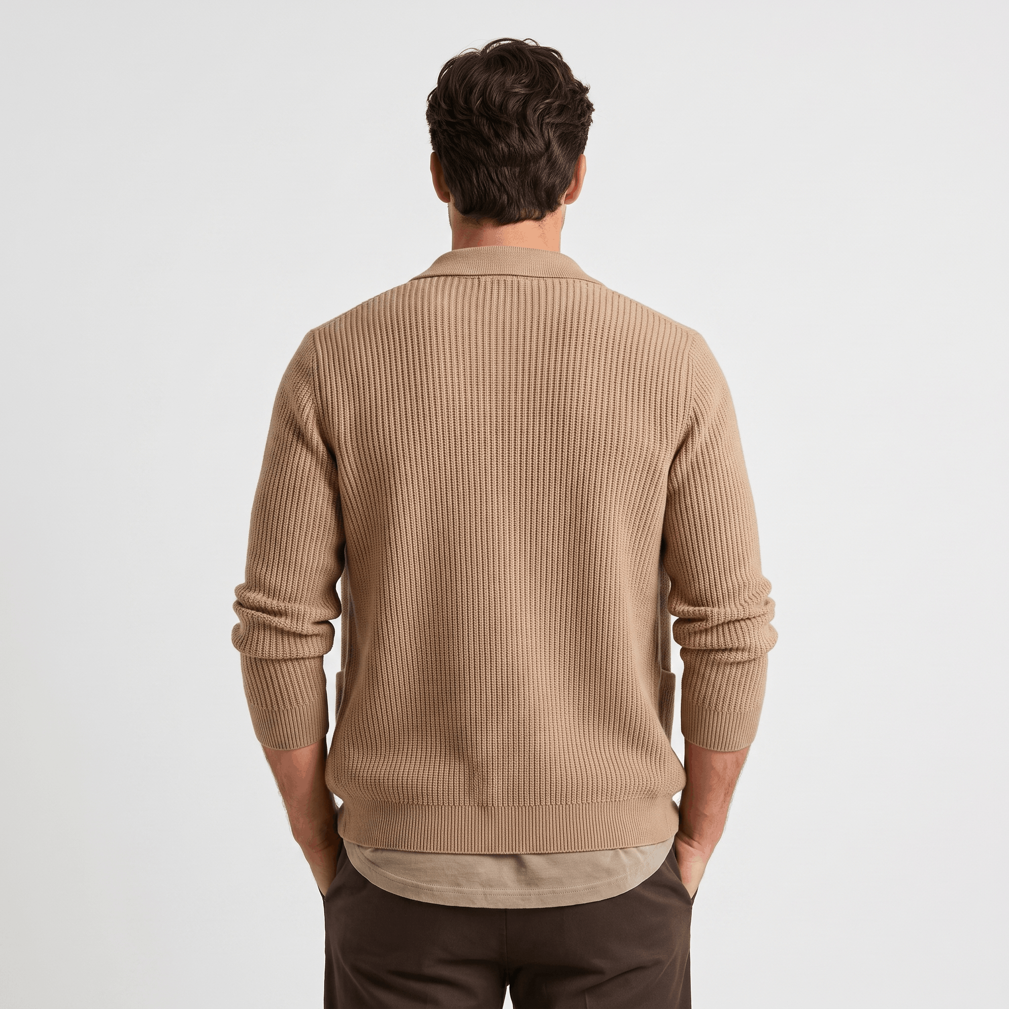 Jackson Textured Knit Cardigan – Collared Button Layer