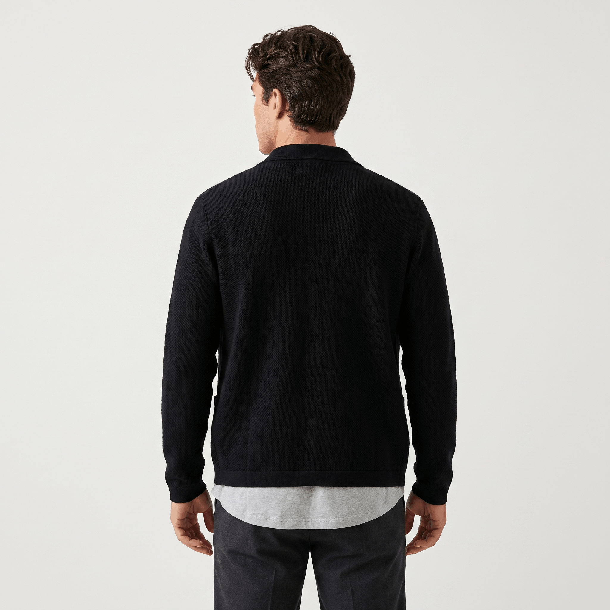 Jackson Textured Knit Cardigan – Collared Button Layer