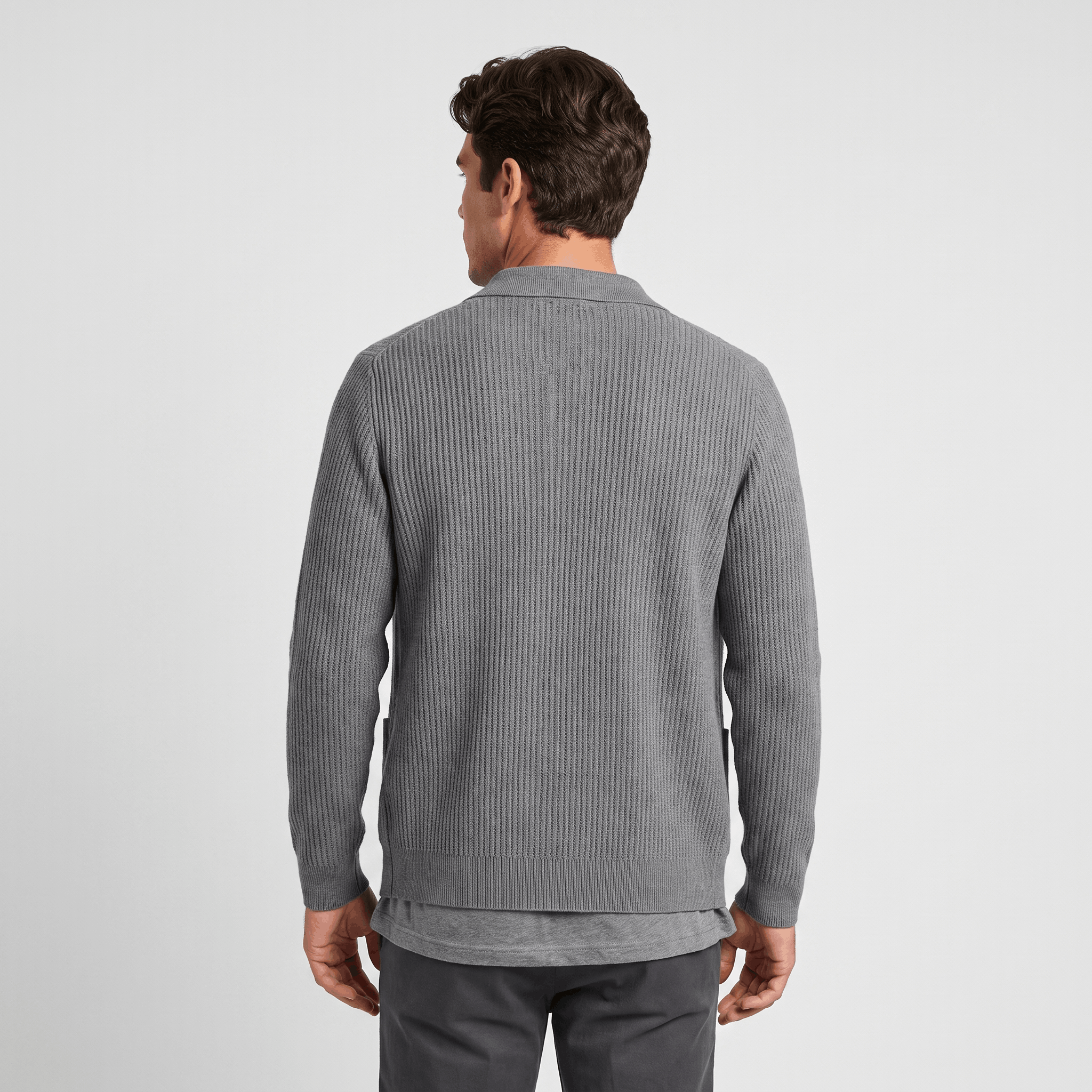 Jackson Textured Knit Cardigan – Collared Button Layer