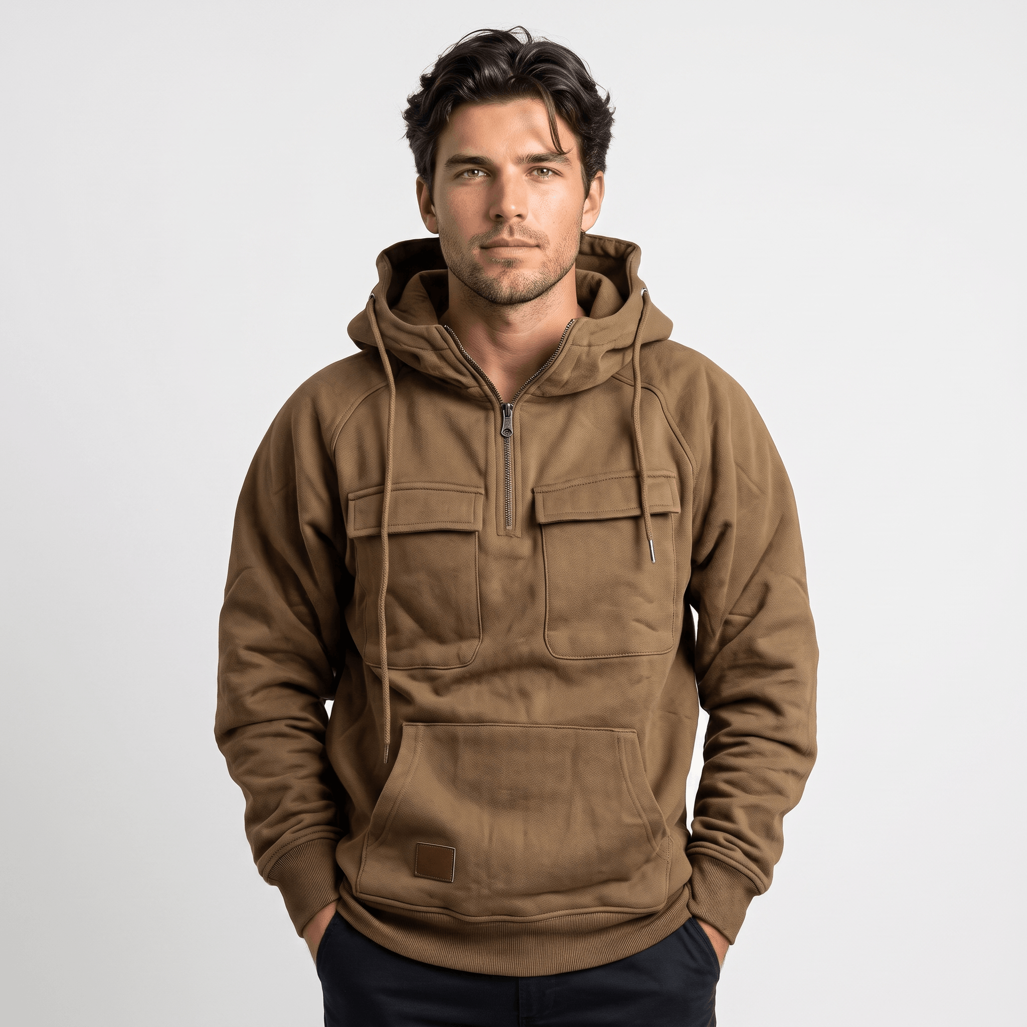 Jerico Utility Half-Zip Hoodie – Heavyweight Cargo Pullover
