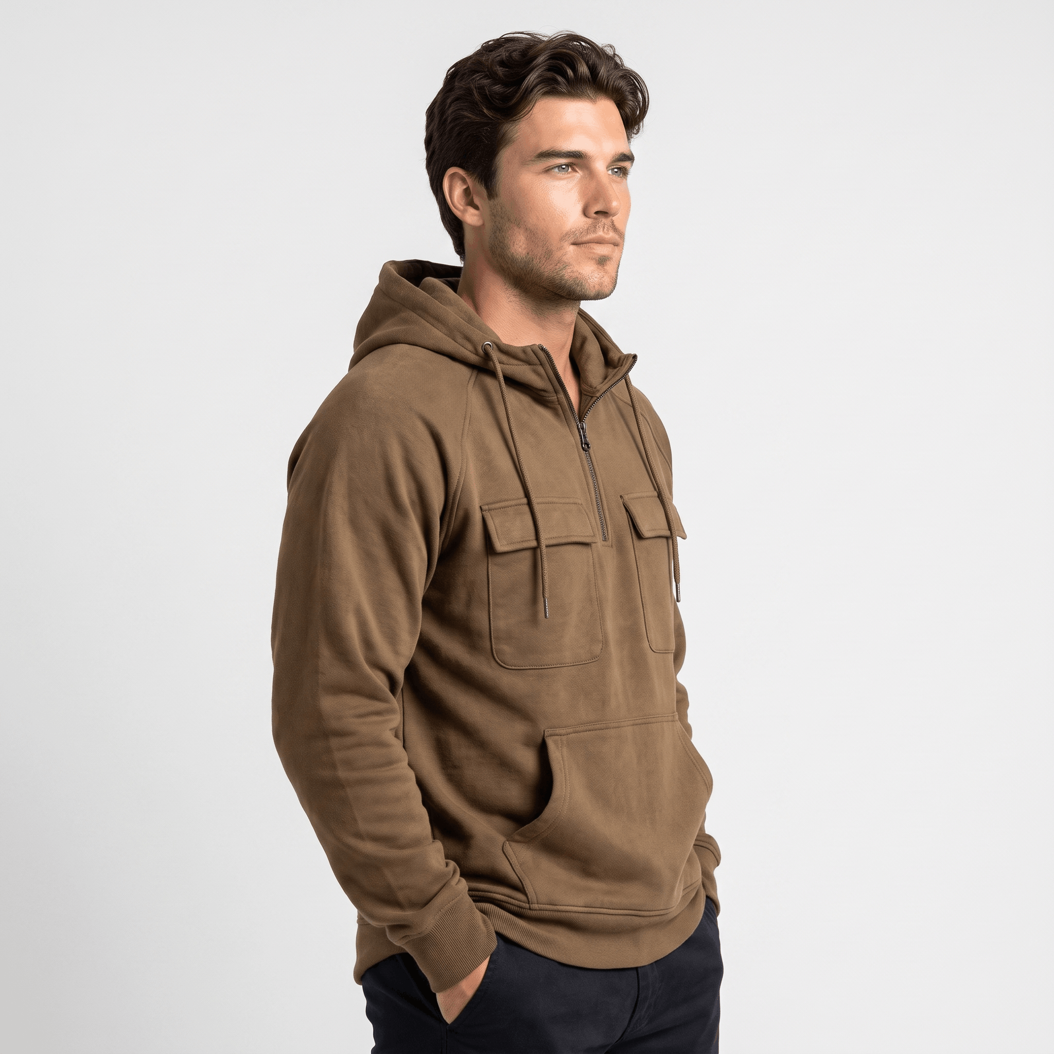 Jerico Utility Half-Zip Hoodie – Heavyweight Cargo Pullover