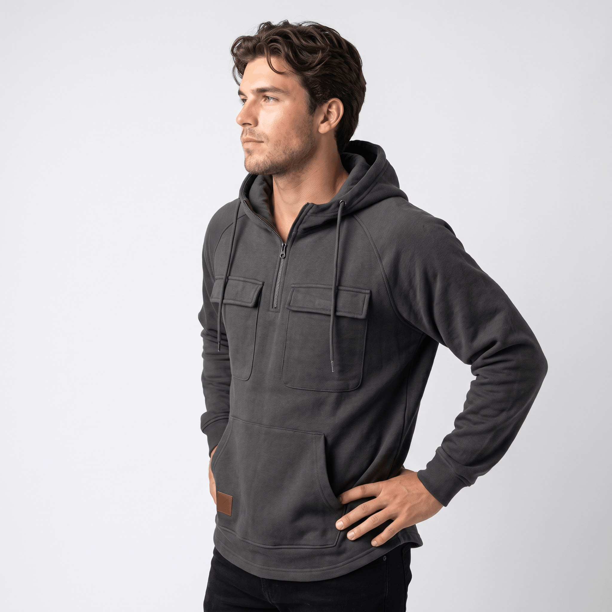 Jerico Utility Half-Zip Hoodie – Heavyweight Cargo Pullover