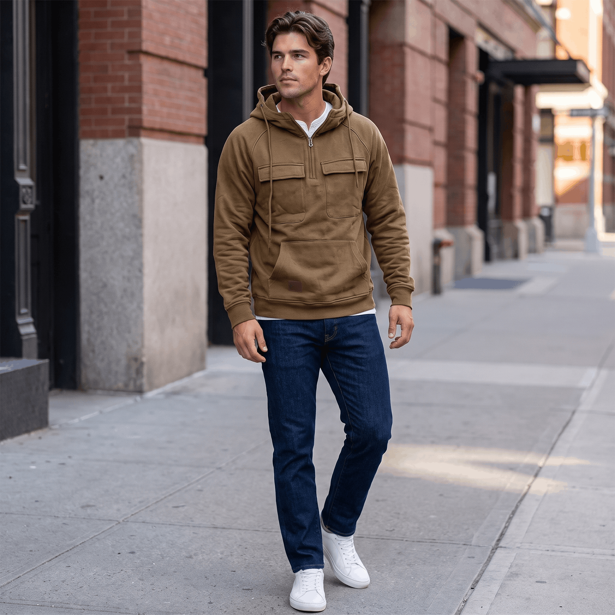 Jerico Utility Half-Zip Hoodie – Heavyweight Cargo Pullover