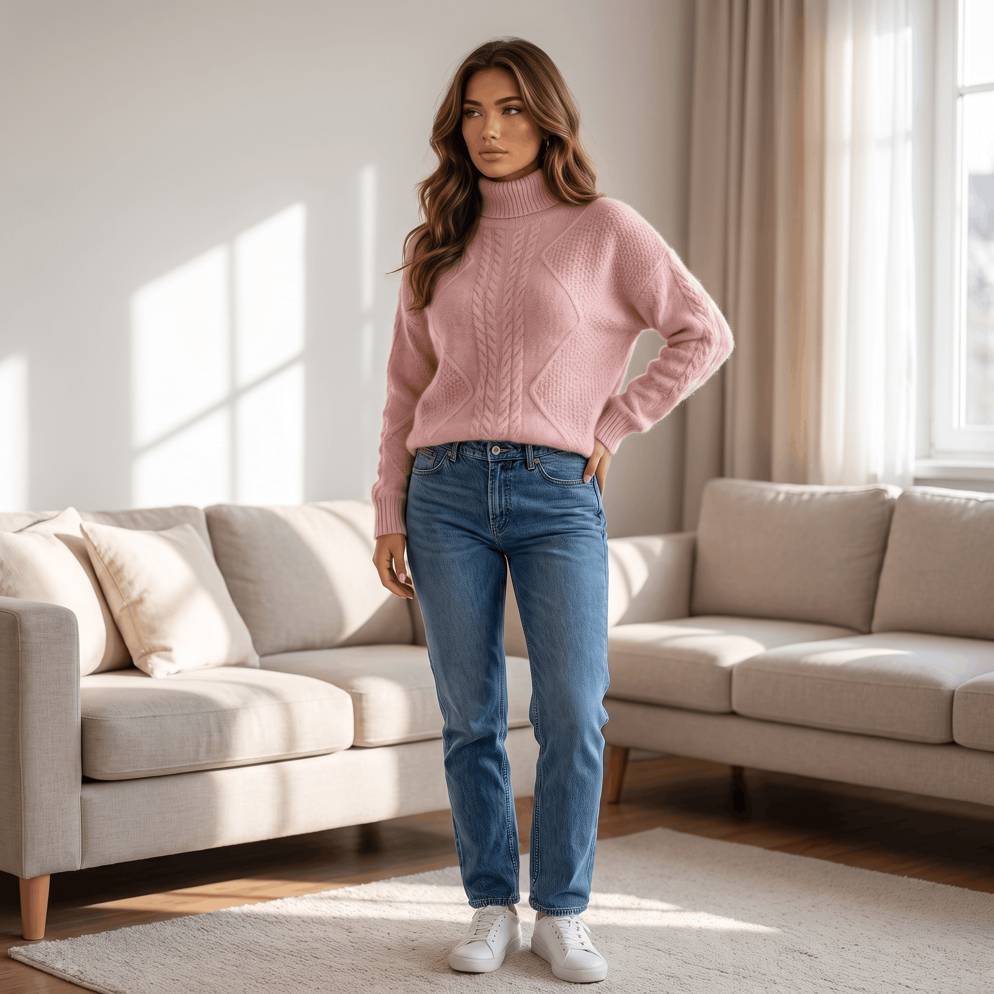 Elliot Cable Knit Turtleneck Sweater – Soft Warm Pullover