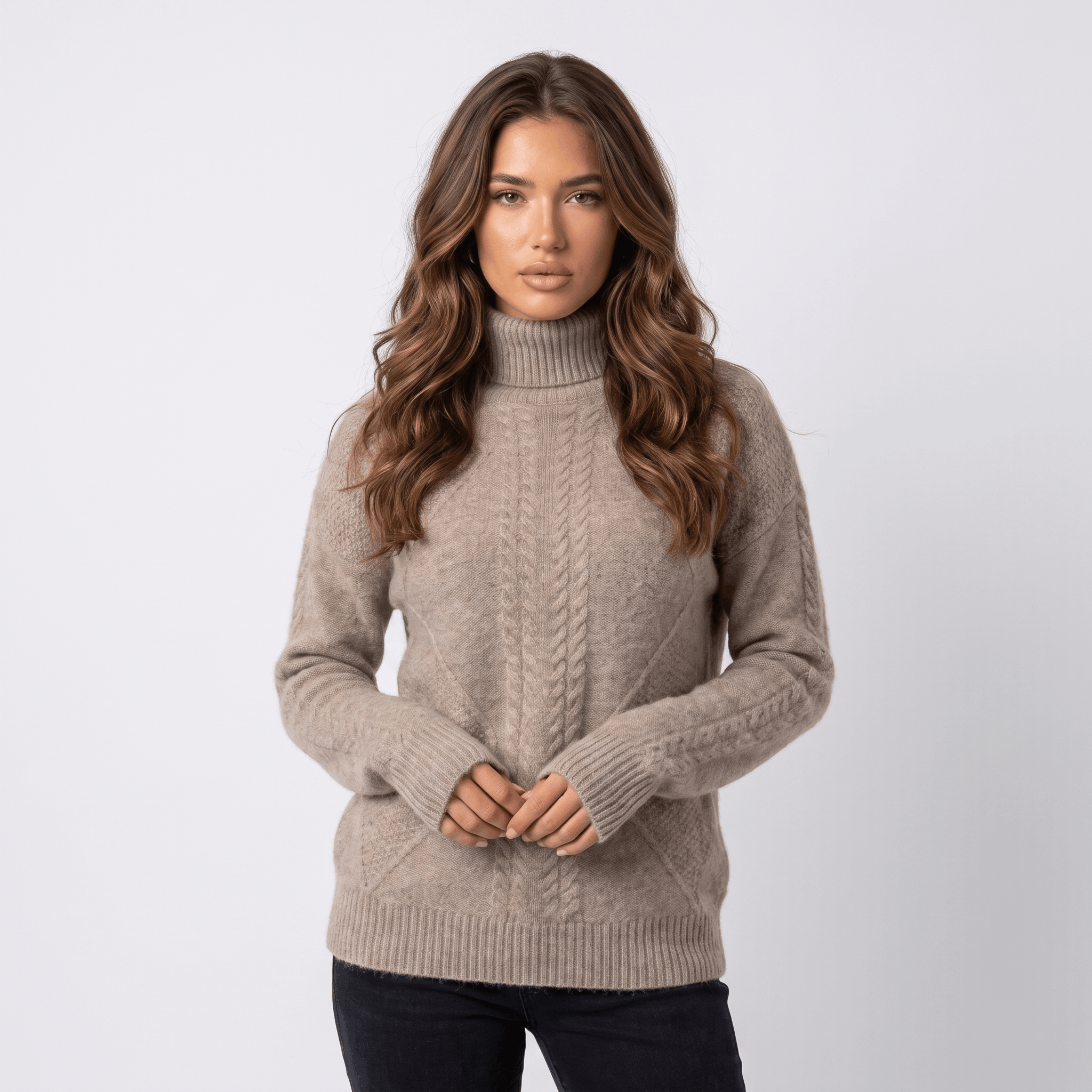 Elliot Cable Knit Turtleneck Sweater – Soft Warm Pullover