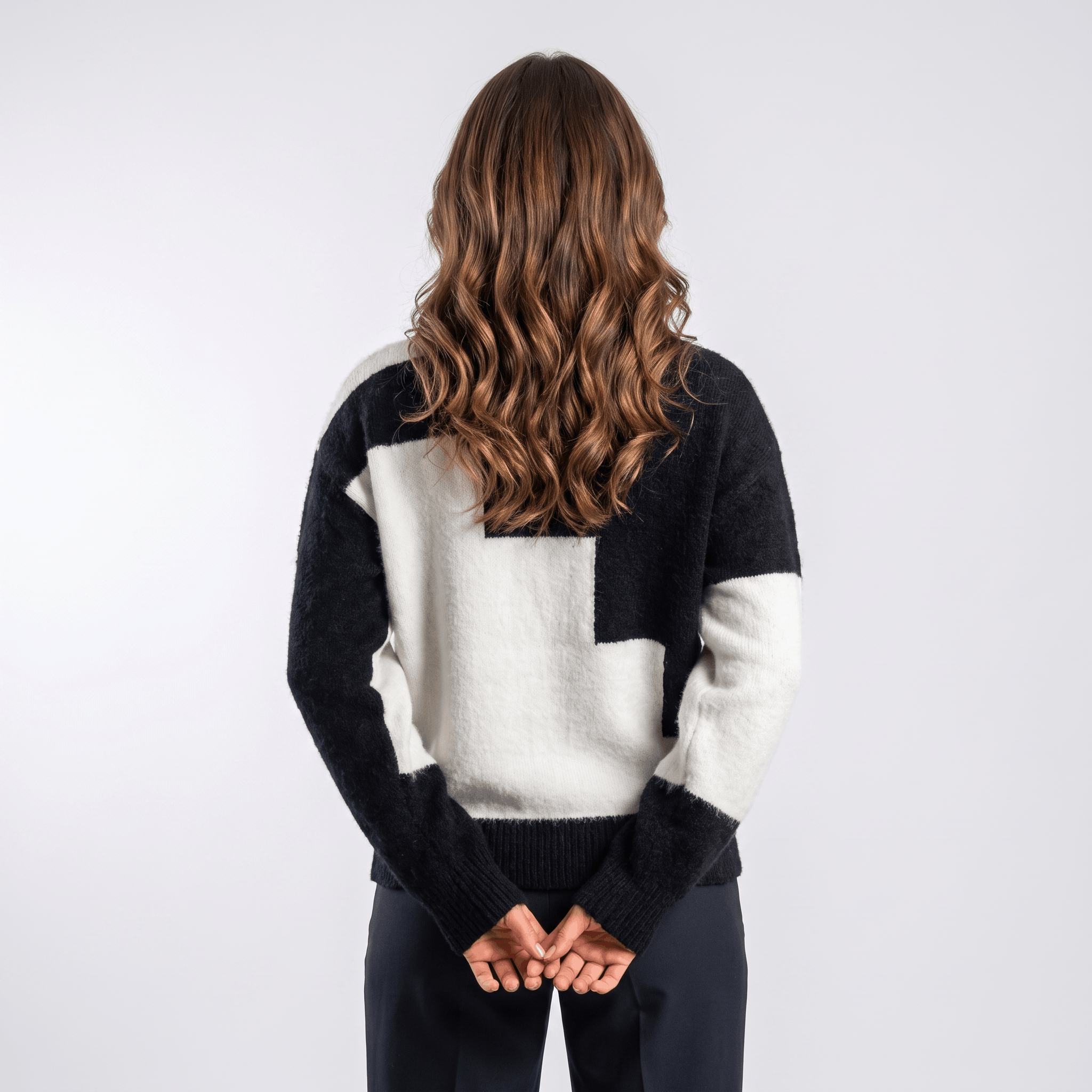 Fiona Geometric Turtleneck Sweater – Heavy Knit Pullover