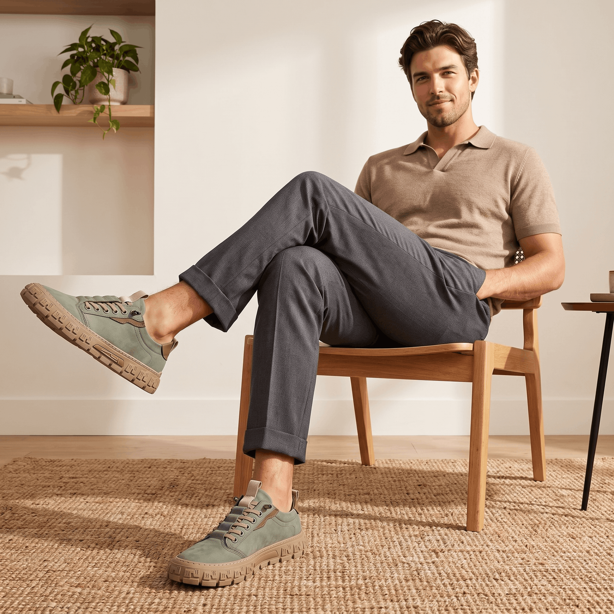 Vittorio Suede Canvas Sneakers – Cushioned Lace-Up Casual Trainers