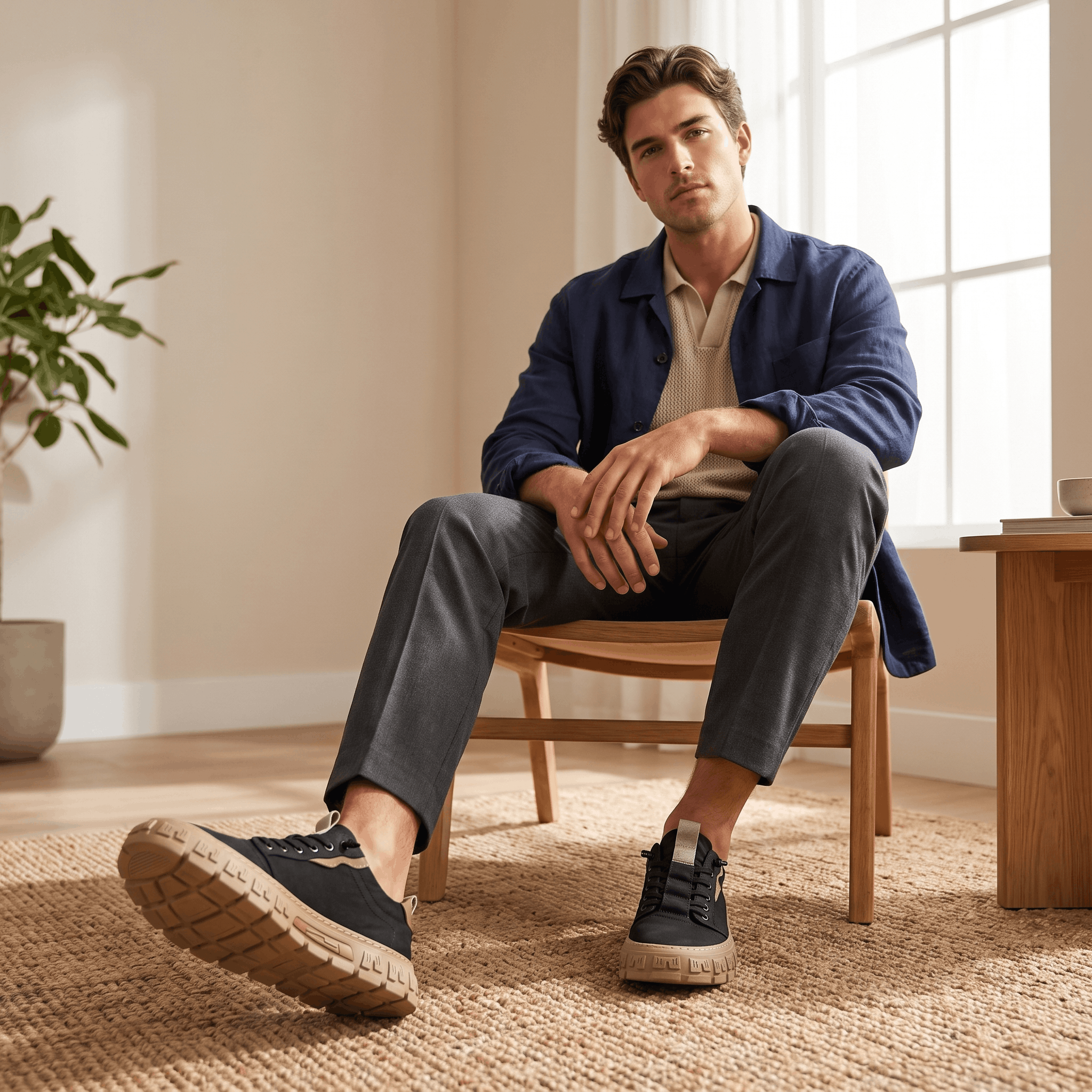 Vittorio Suede Canvas Sneakers – Cushioned Lace-Up Casual Trainers