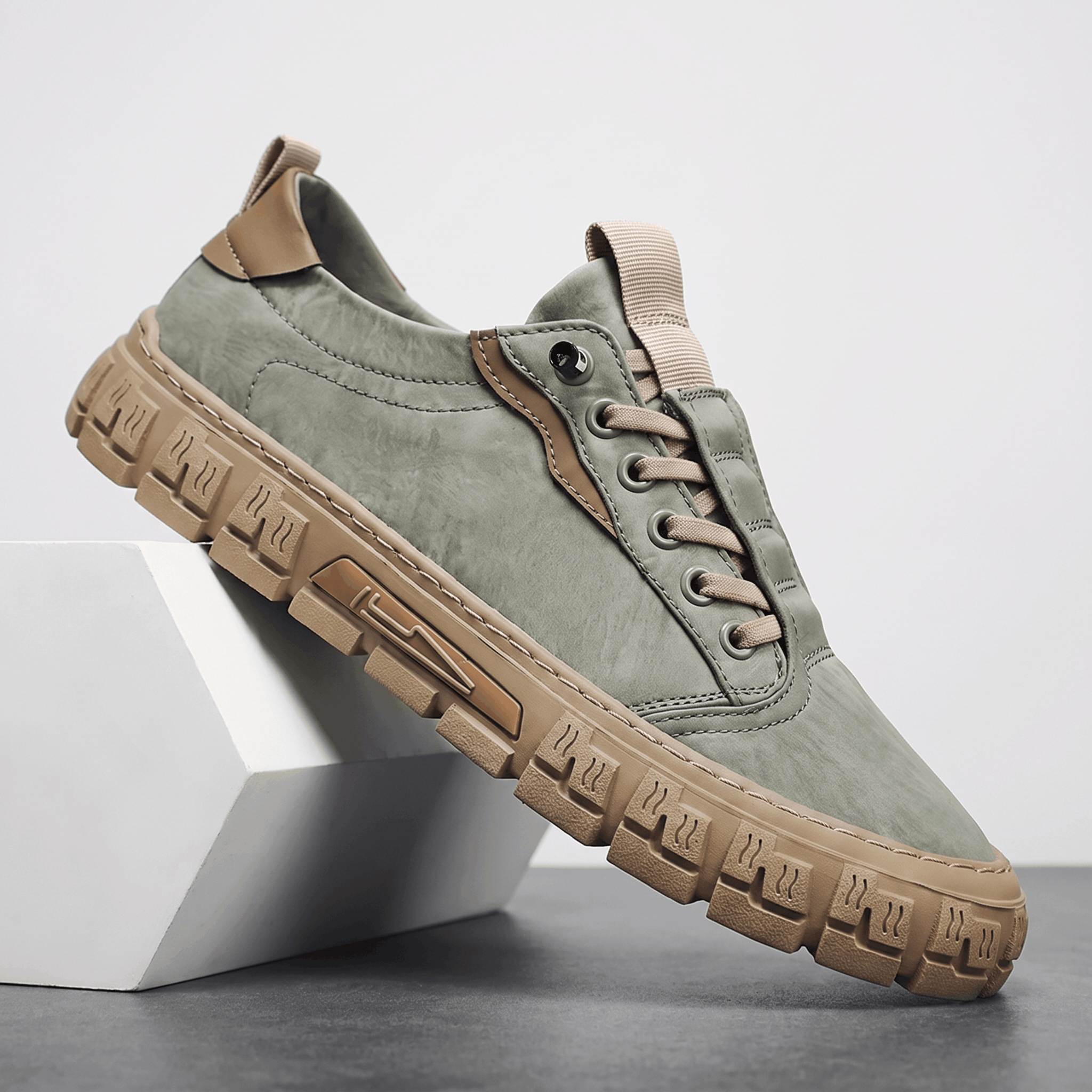 Vittorio Suede Canvas Sneakers – Cushioned Lace-Up Casual Trainers