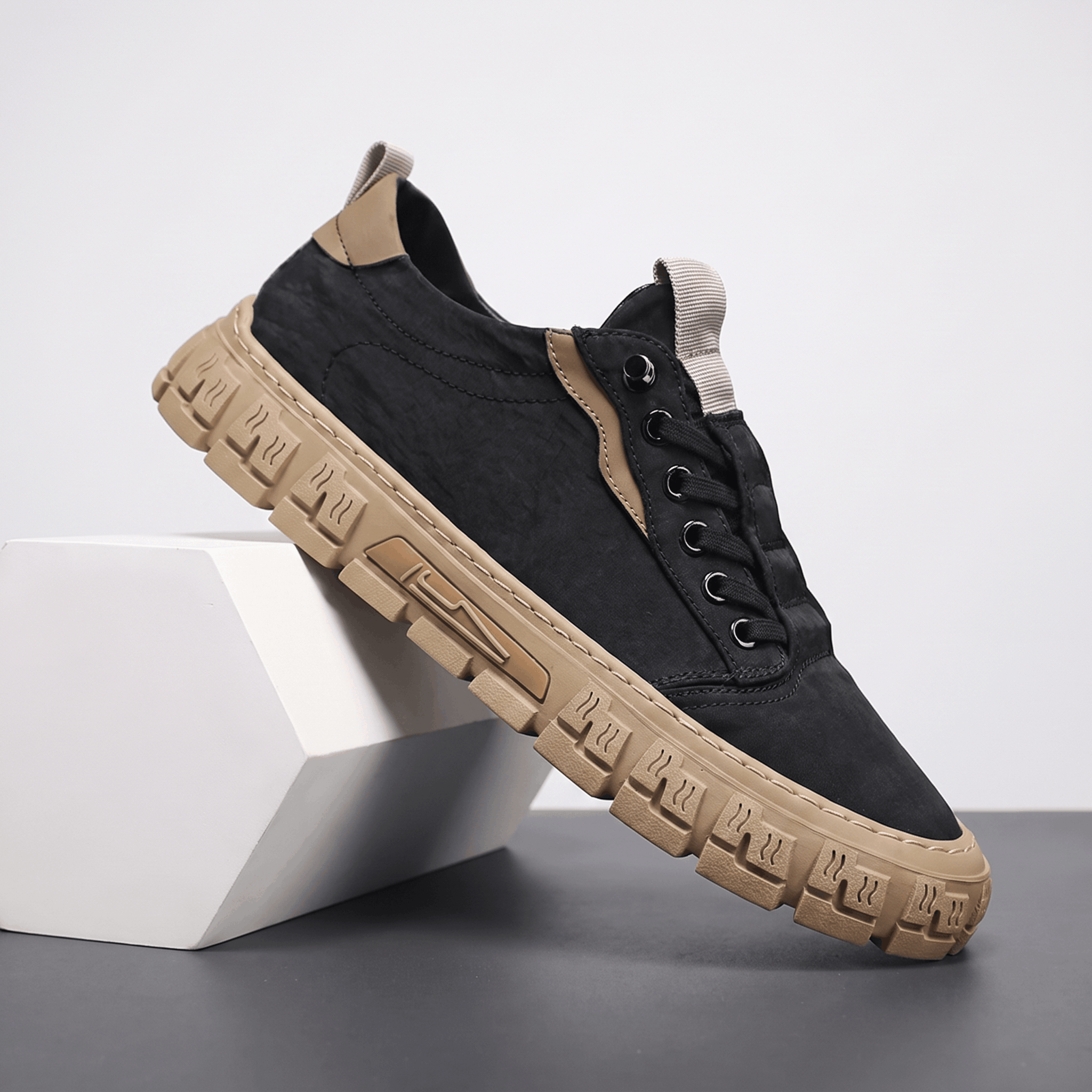 Vittorio Suede Canvas Sneakers – Cushioned Lace-Up Casual Trainers