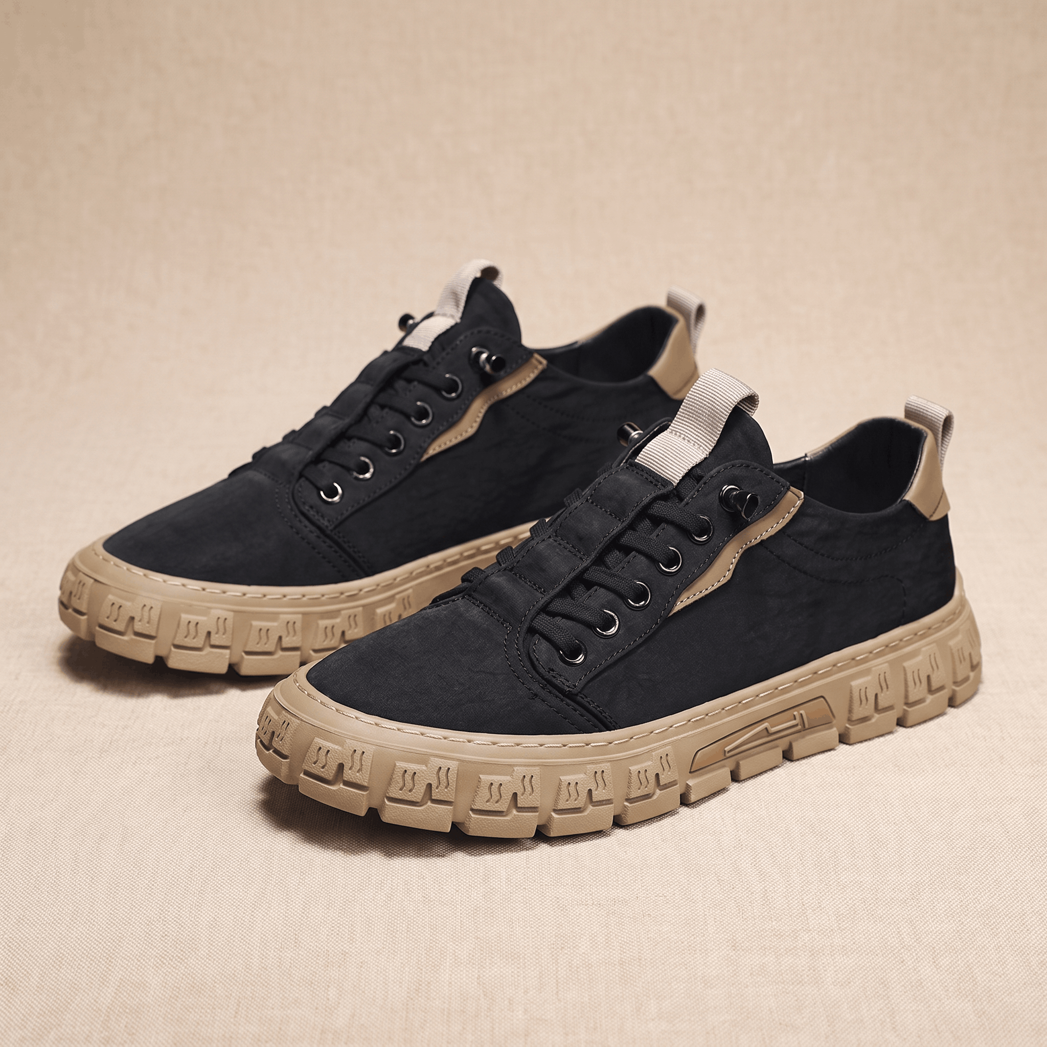 Vittorio Suede Canvas Sneakers – Cushioned Lace-Up Casual Trainers