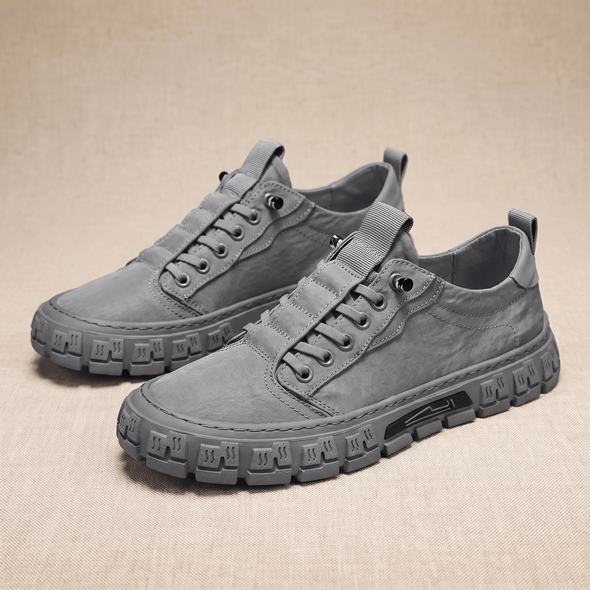 Vittorio Suede Canvas Sneakers – Cushioned Lace-Up Casual Trainers