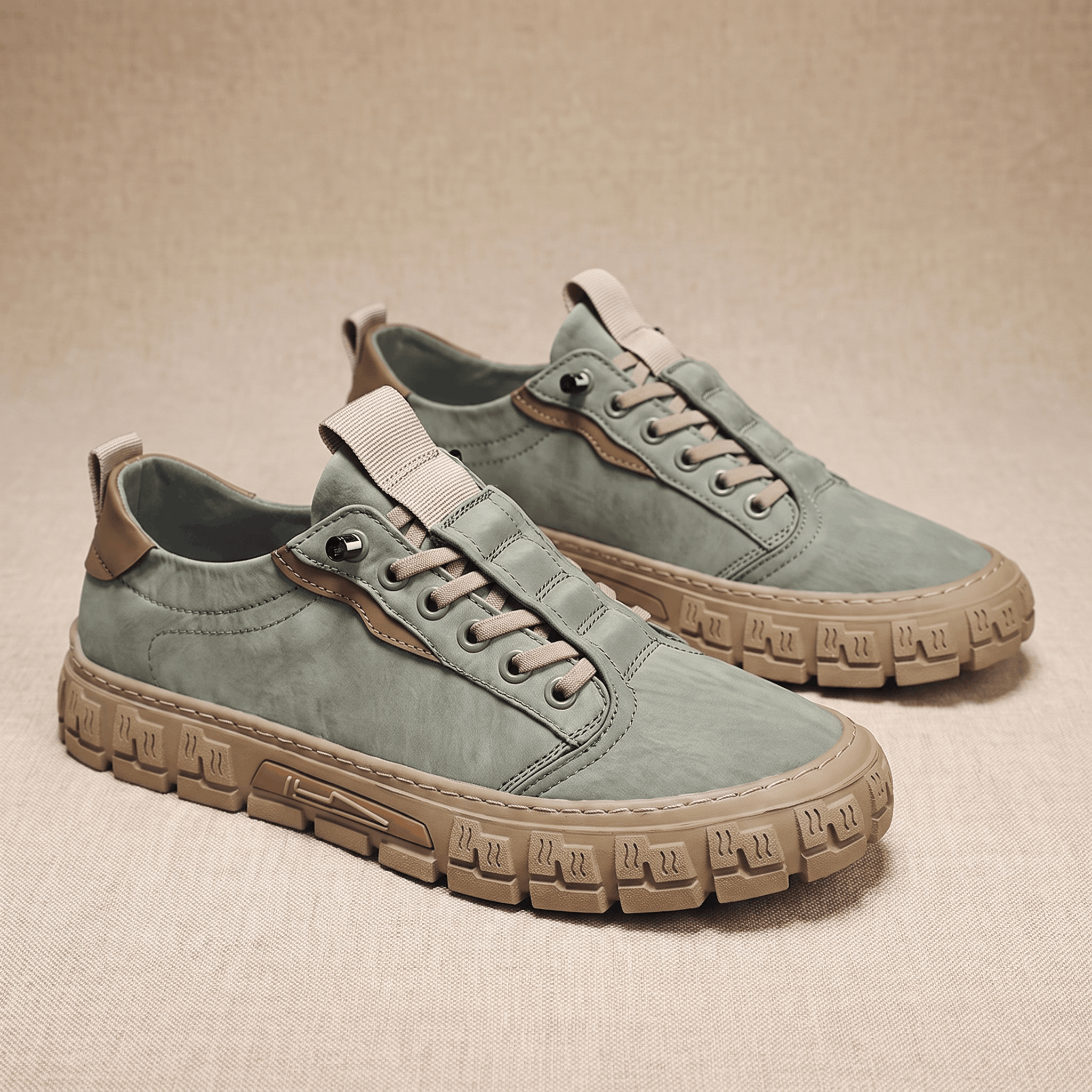Vittorio Suede Canvas Sneakers – Cushioned Lace-Up Casual Trainers