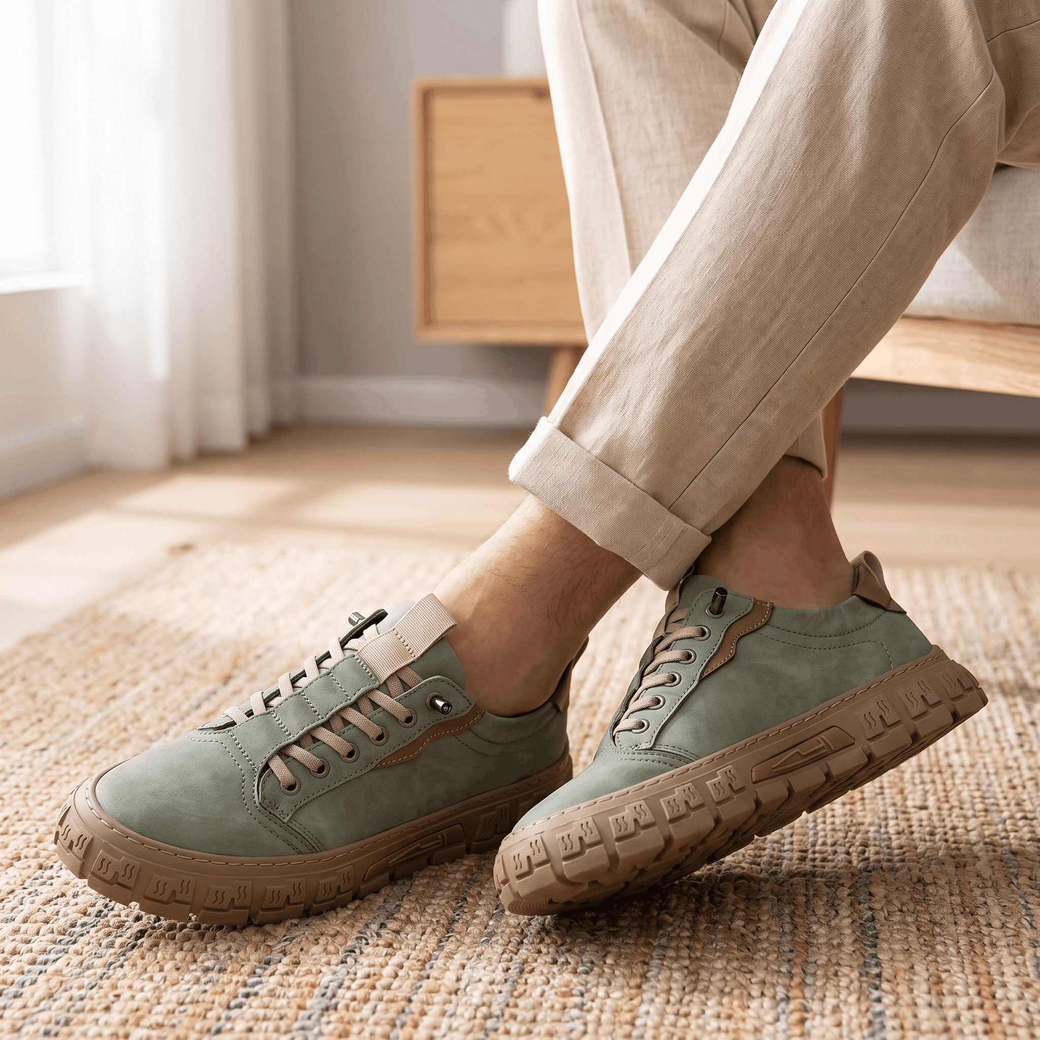 Vittorio Suede Canvas Sneakers – Cushioned Lace-Up Casual Trainers