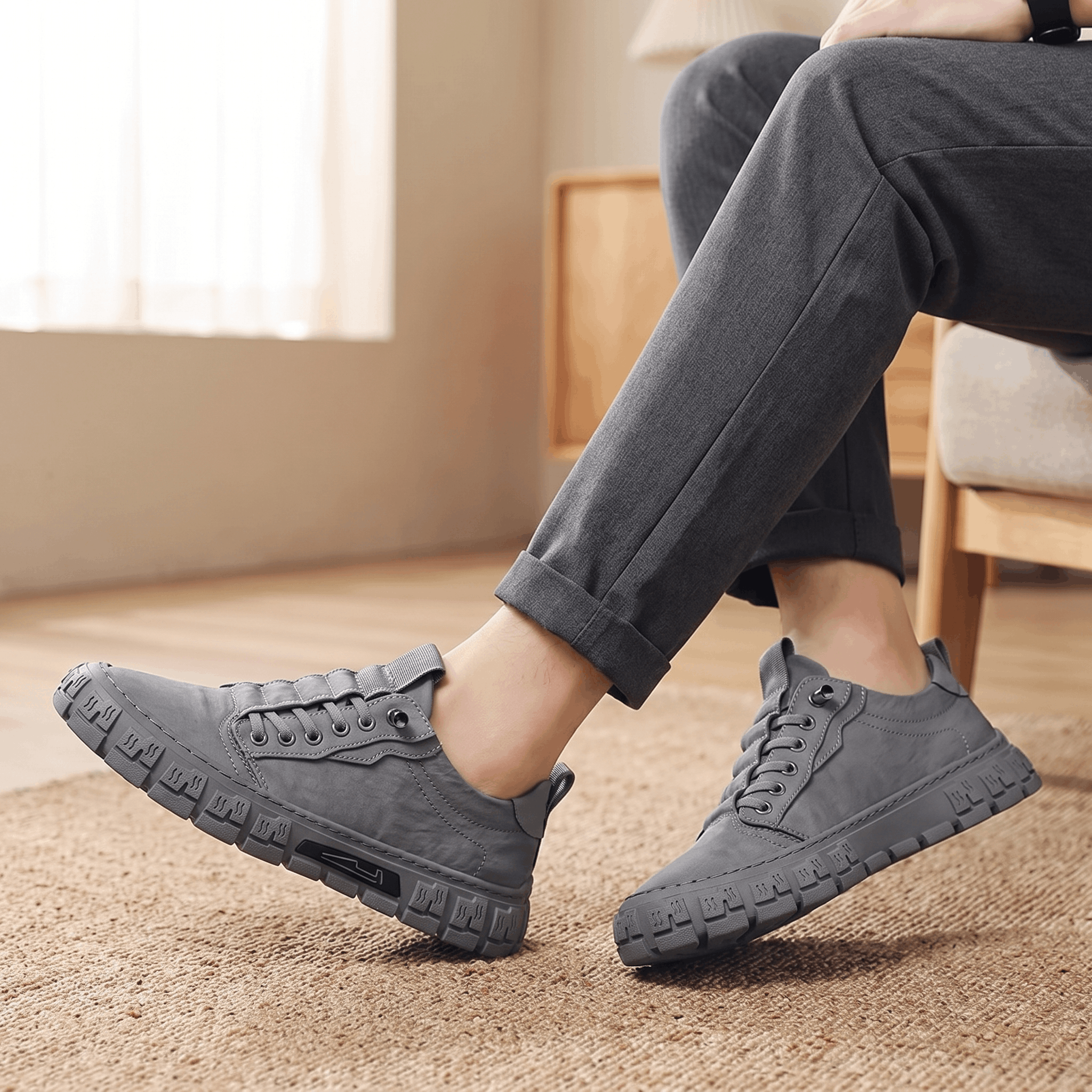 Vittorio Suede Canvas Sneakers – Cushioned Lace-Up Casual Trainers