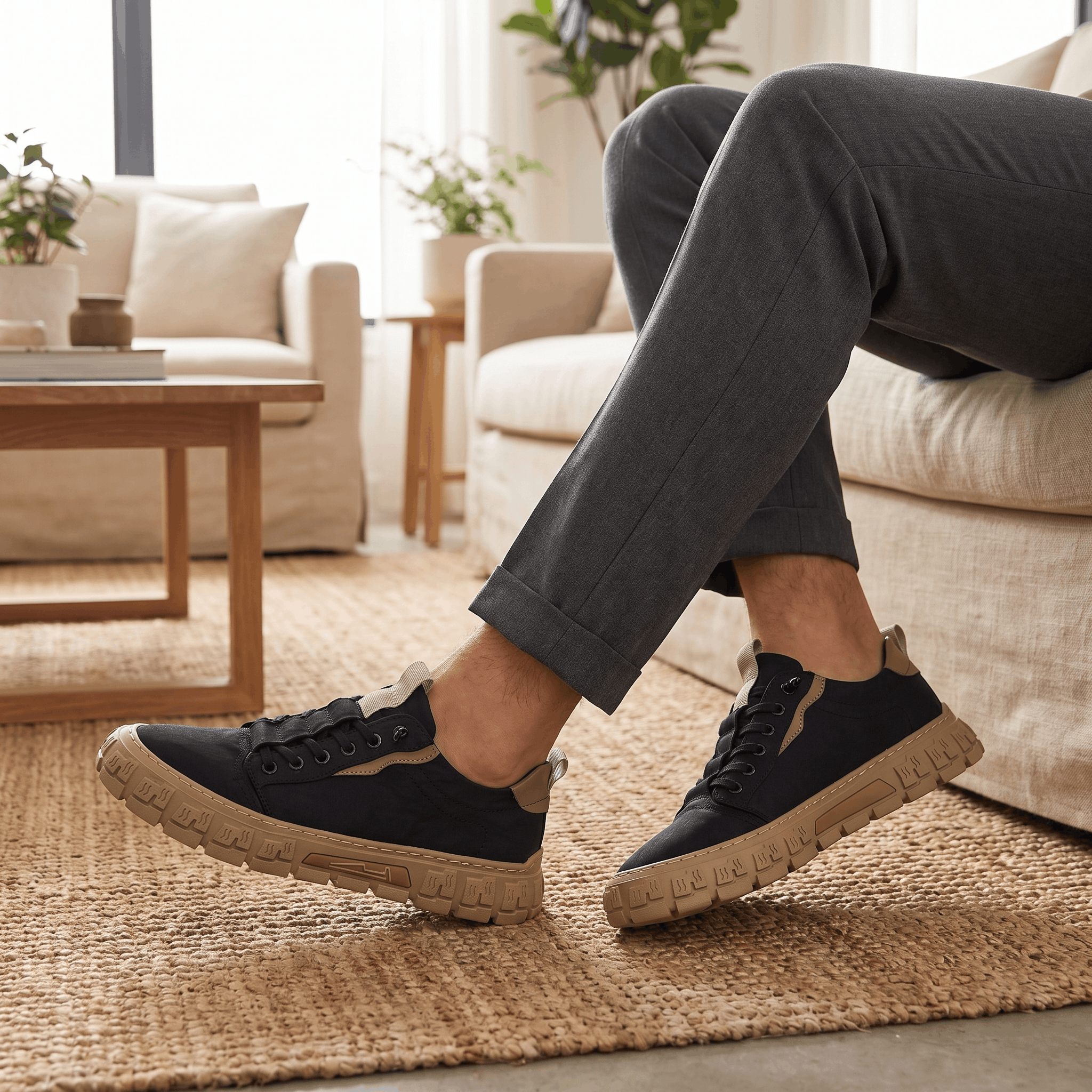Vittorio Suede Canvas Sneakers – Cushioned Lace-Up Casual Trainers