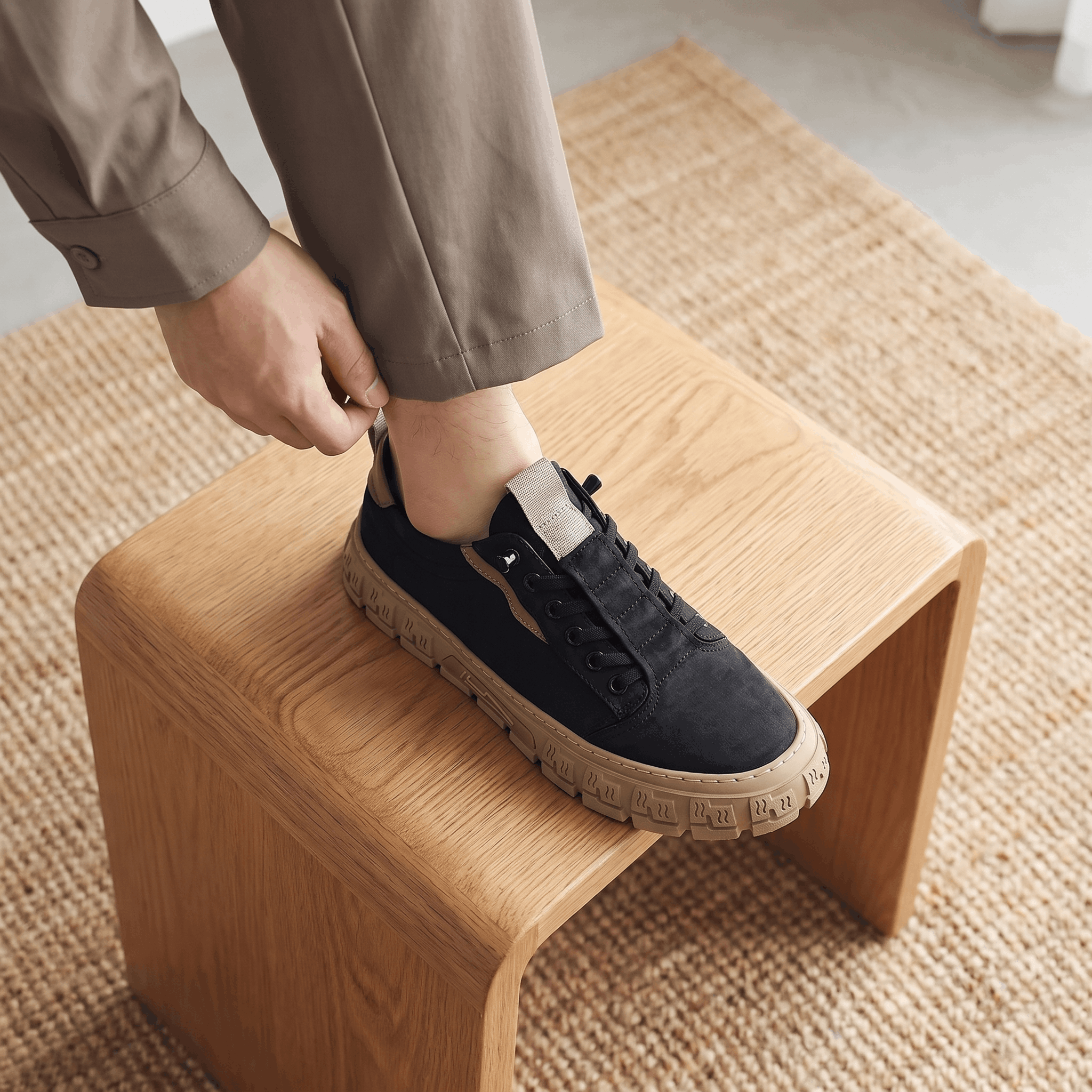 Vittorio Suede Canvas Sneakers – Cushioned Lace-Up Casual Trainers