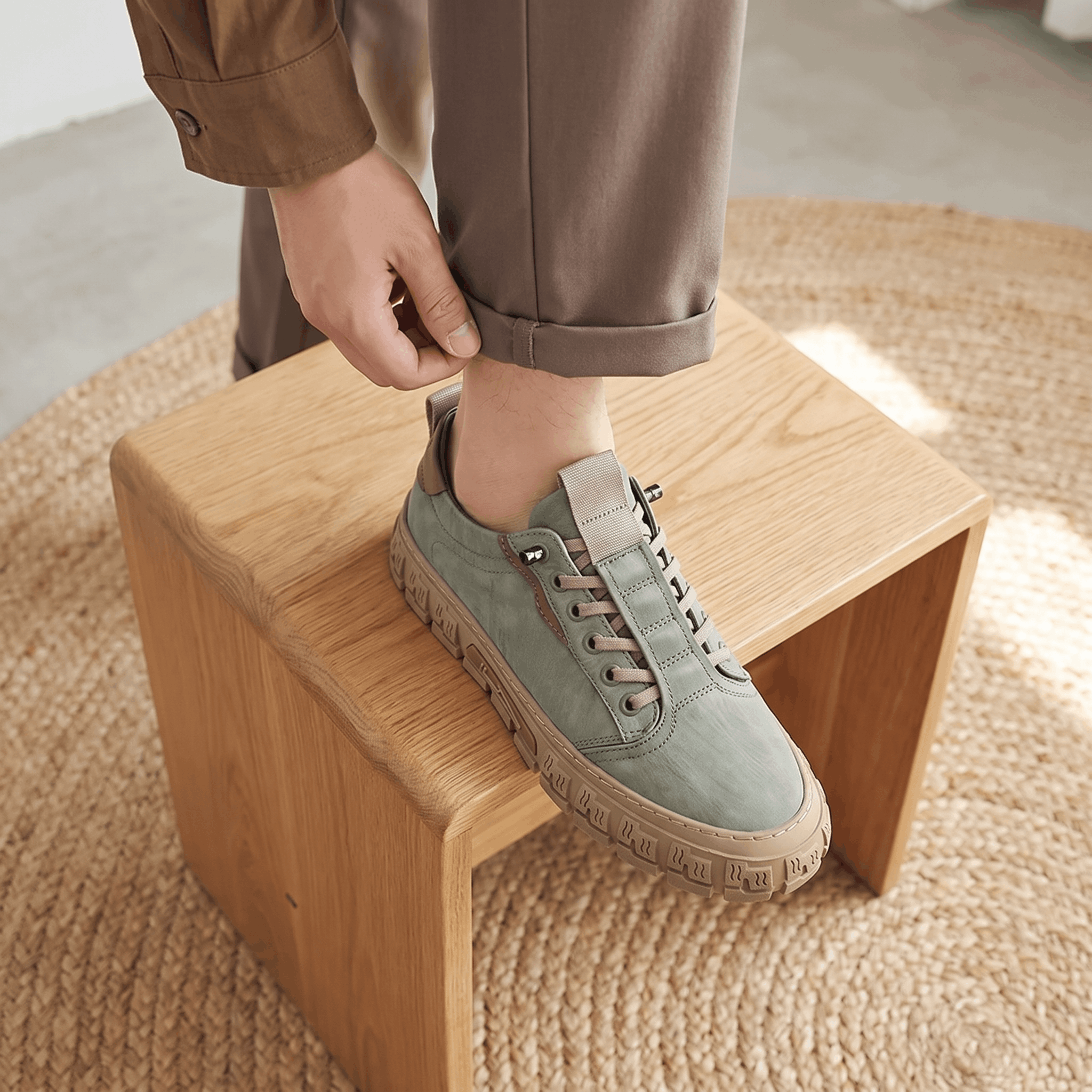 Vittorio Suede Canvas Sneakers – Cushioned Lace-Up Casual Trainers