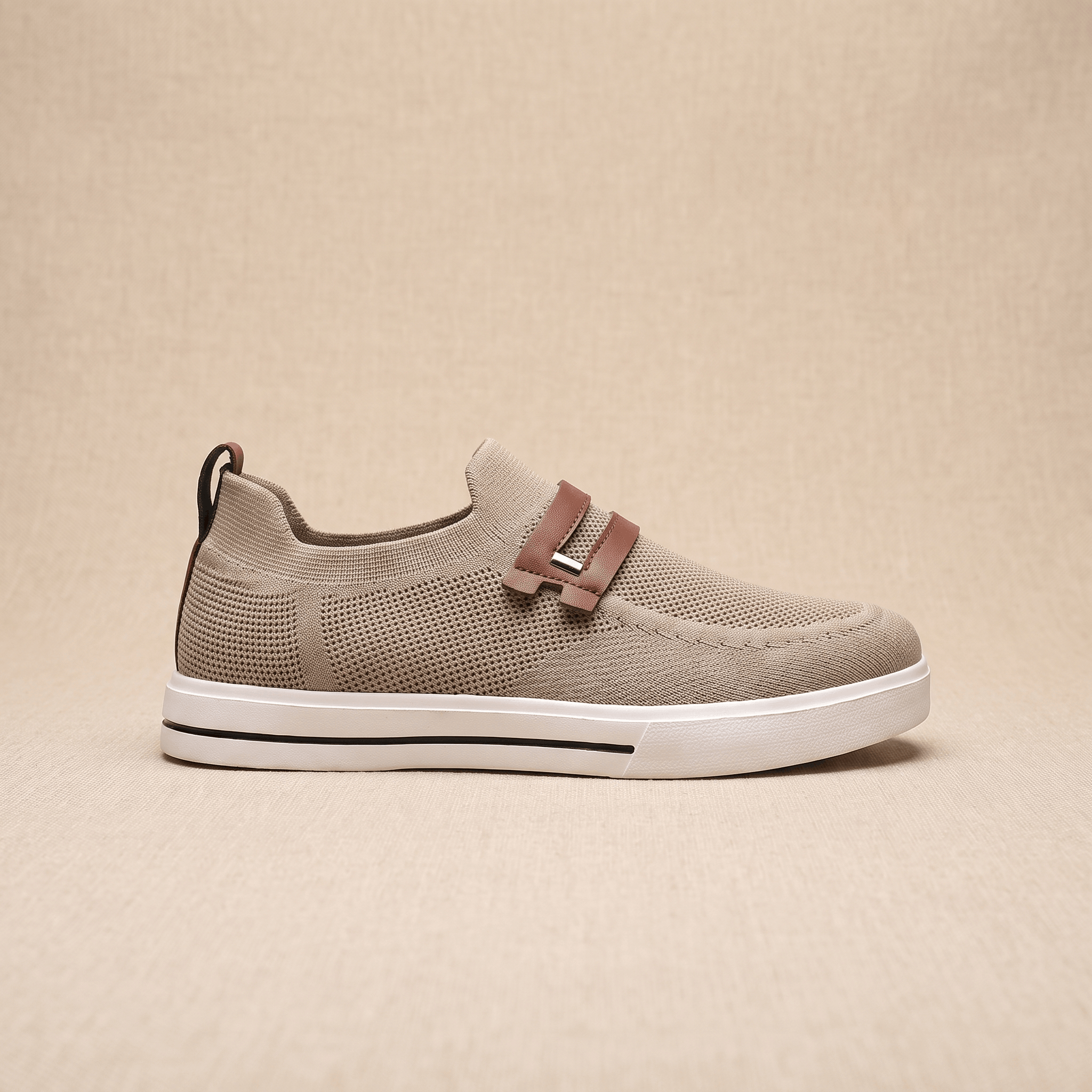 Orson Mesh Slip-On Sneakers – Leather Strap Lightweight Breathable Trainers
