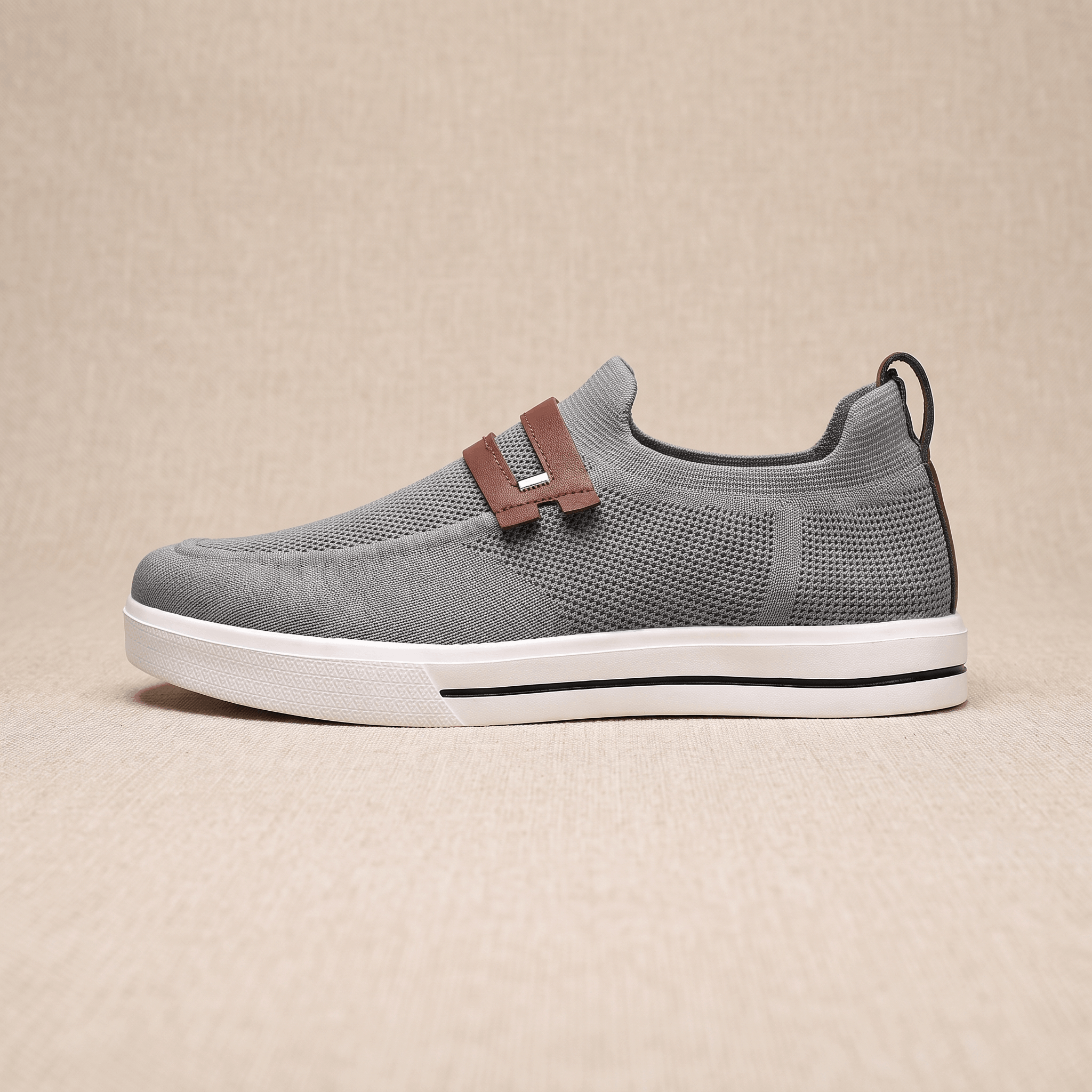 Orson Mesh Slip-On Sneakers – Leather Strap Lightweight Breathable Trainers