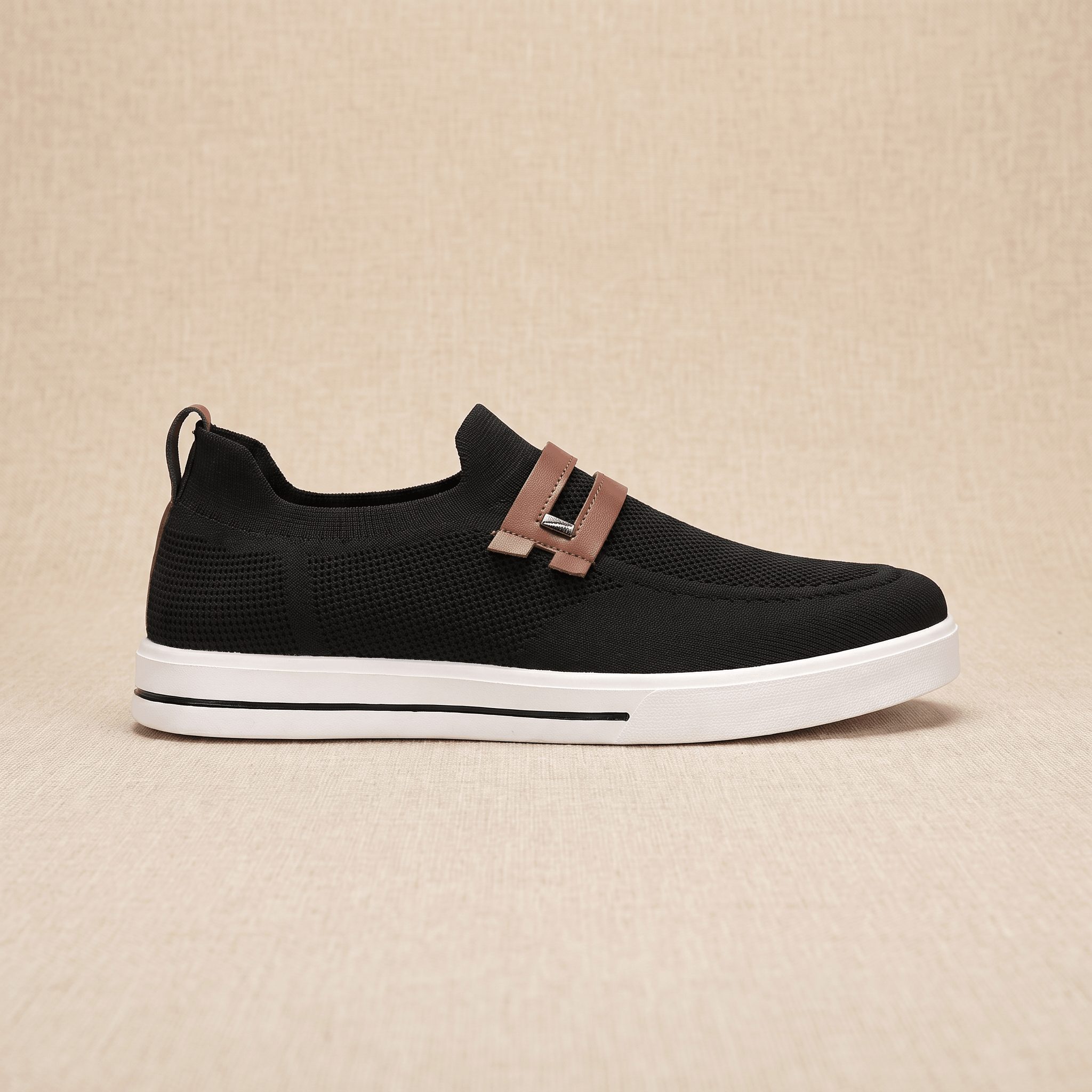 Orson Mesh Slip-On Sneakers – Leather Strap Lightweight Breathable Trainers