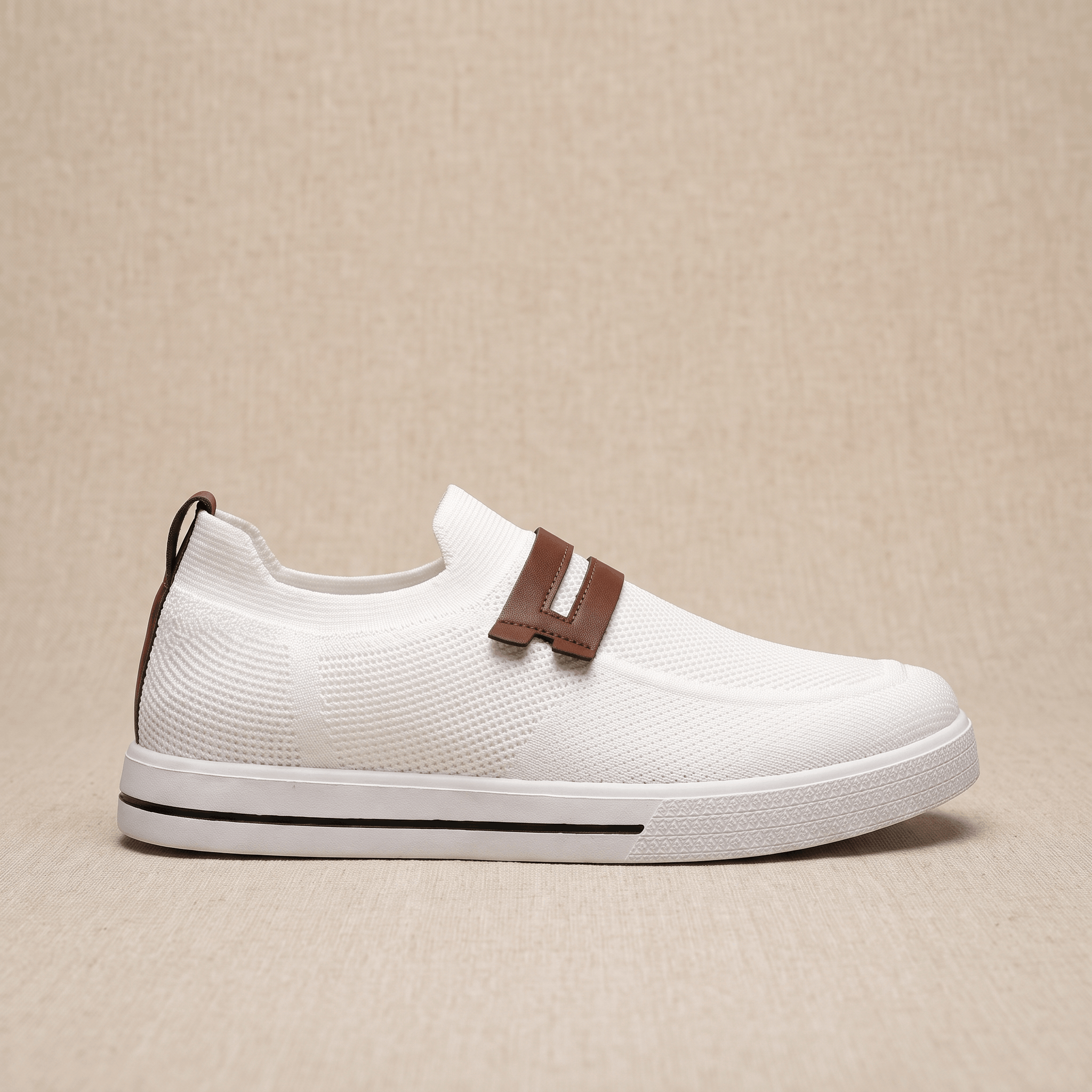 Orson Mesh Slip-On Sneakers – Leather Strap Lightweight Breathable Trainers