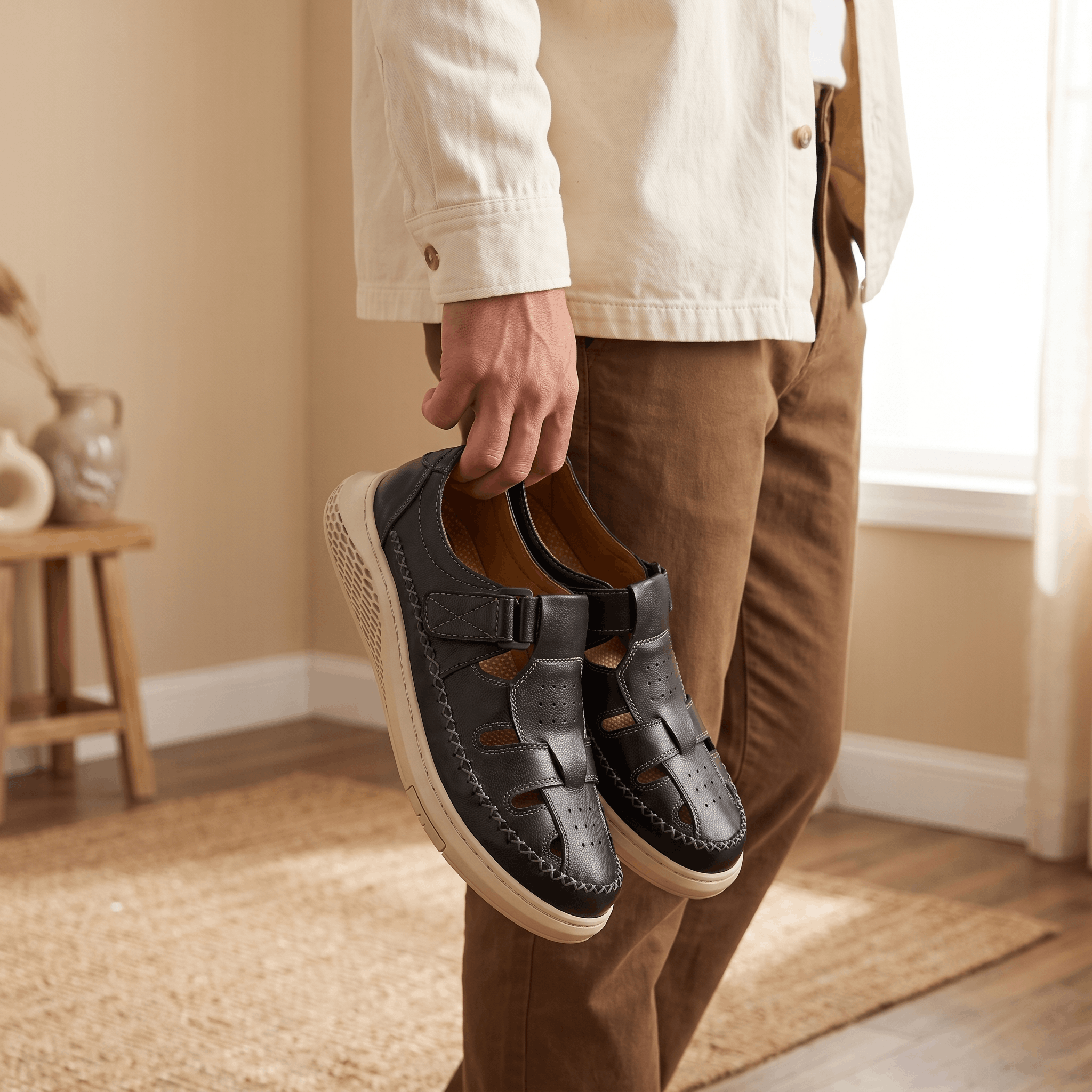 Tobias Leather Fisherman Sandals – Comfort Grip Sole