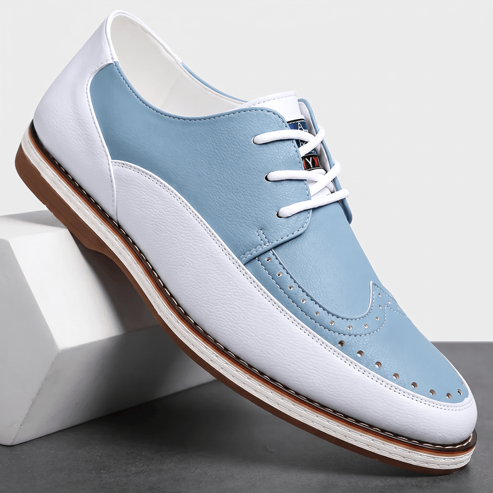 Mauro Two-Tone Leather Brogues – Cushioned Perforated Dress Shoes