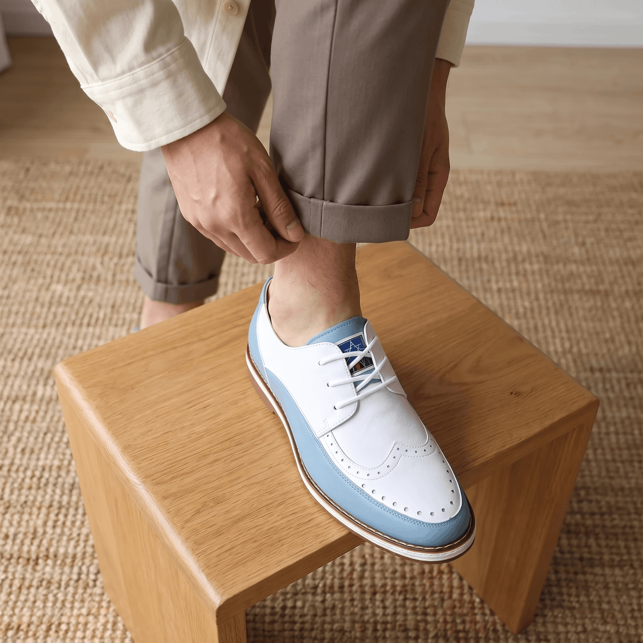 Mauro Two-Tone Leather Brogues – Cushioned Perforated Dress Shoes