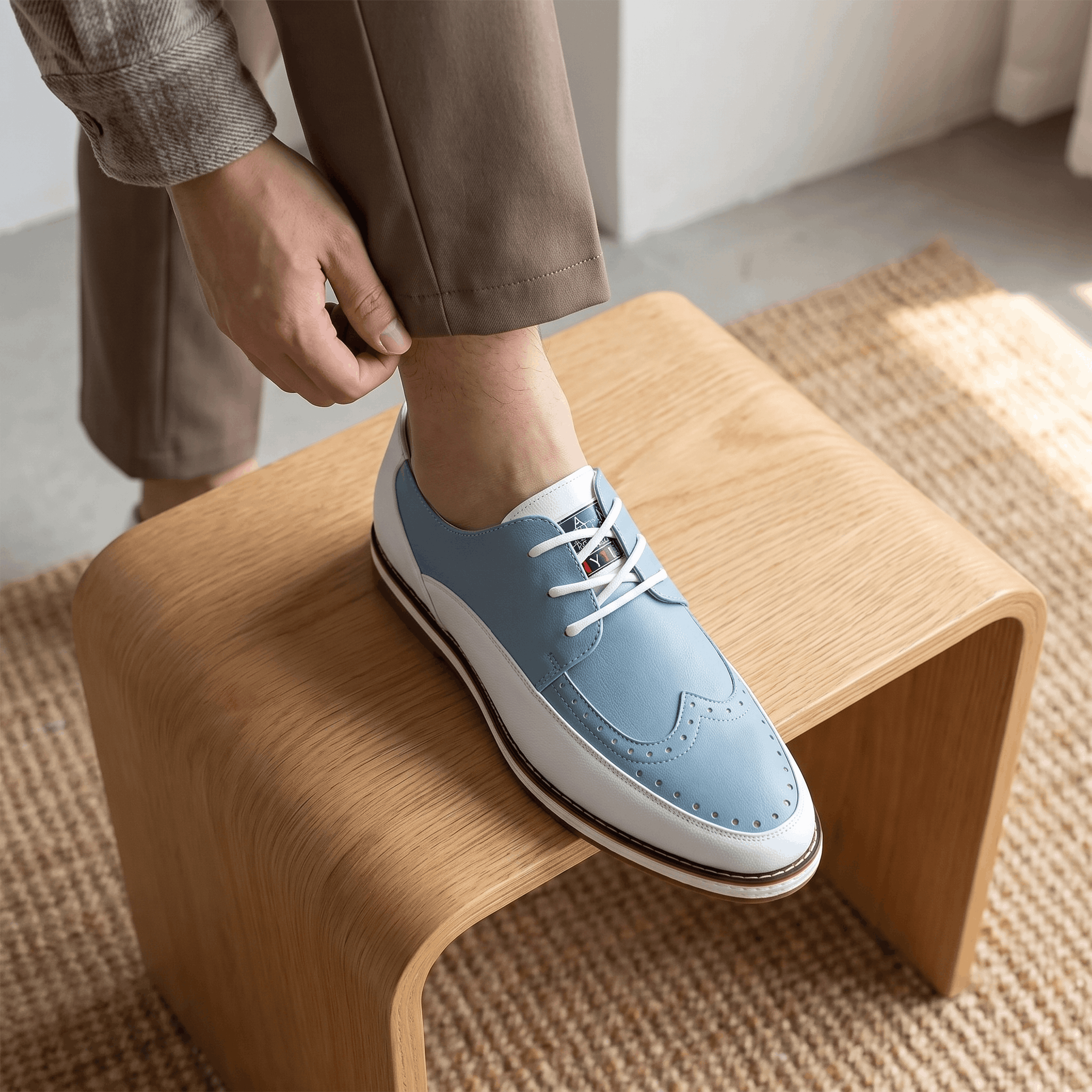 Mauro Two-Tone Leather Brogues – Cushioned Perforated Dress Shoes