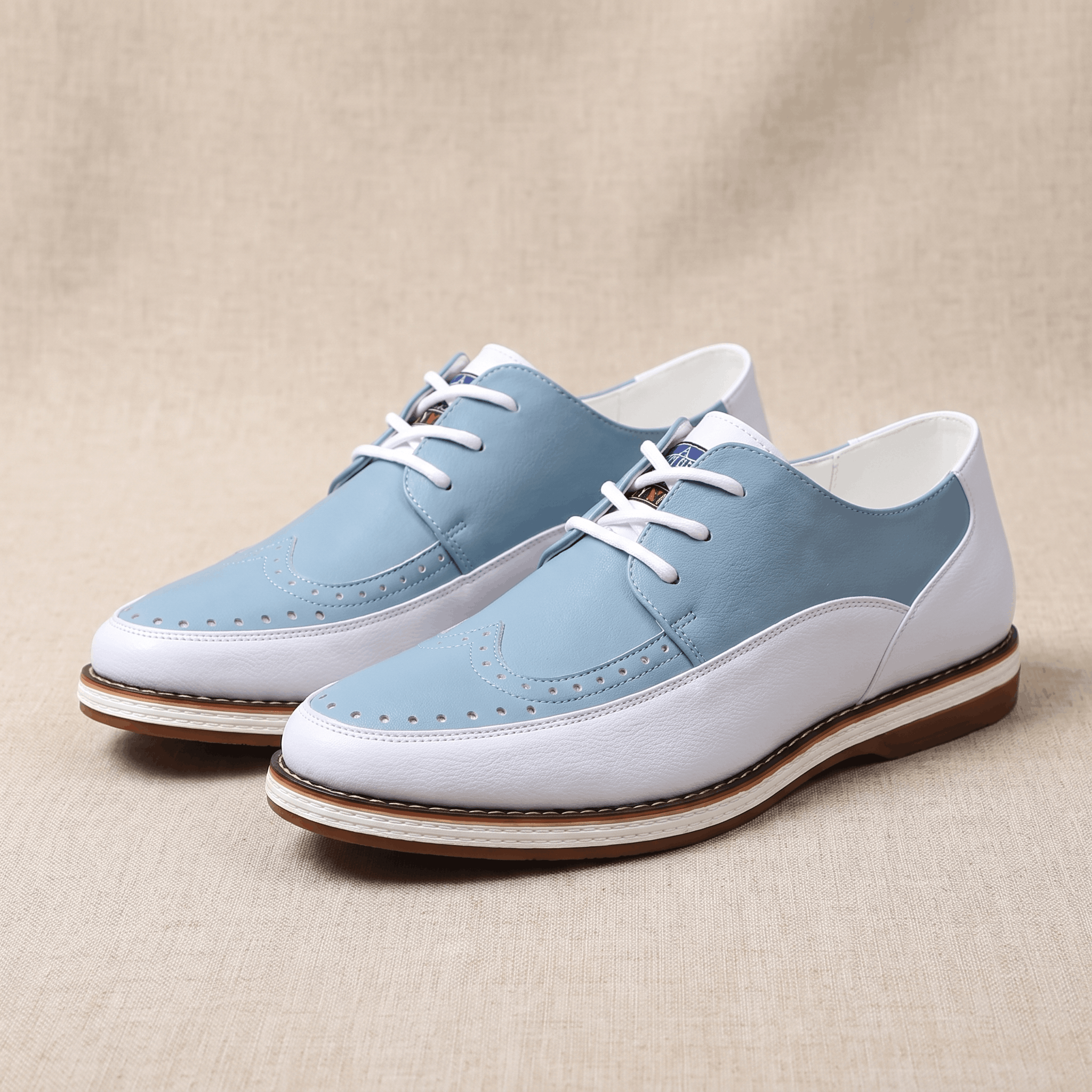 Mauro Two-Tone Leather Brogues – Cushioned Perforated Dress Shoes