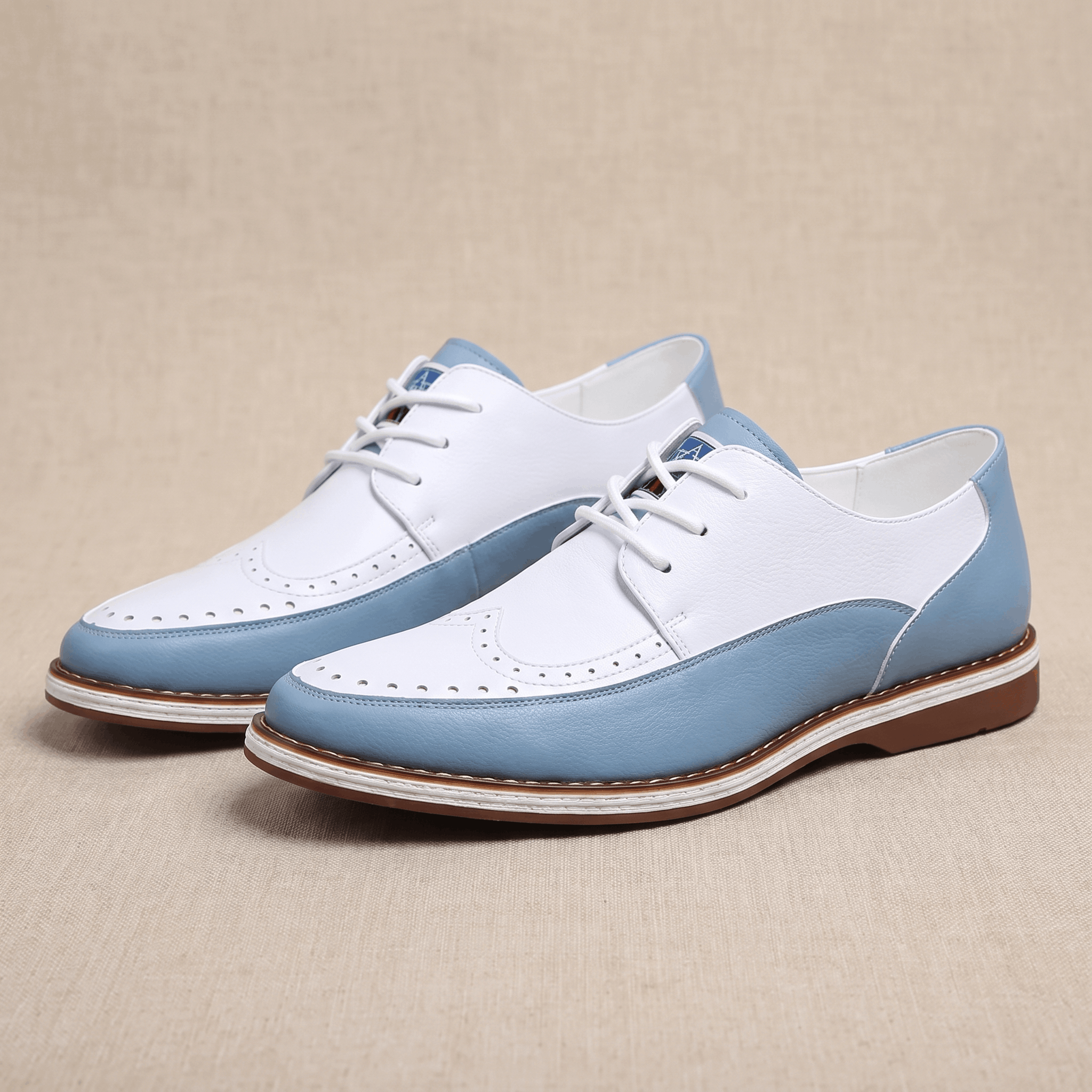 Mauro Two-Tone Leather Brogues – Cushioned Perforated Dress Shoes