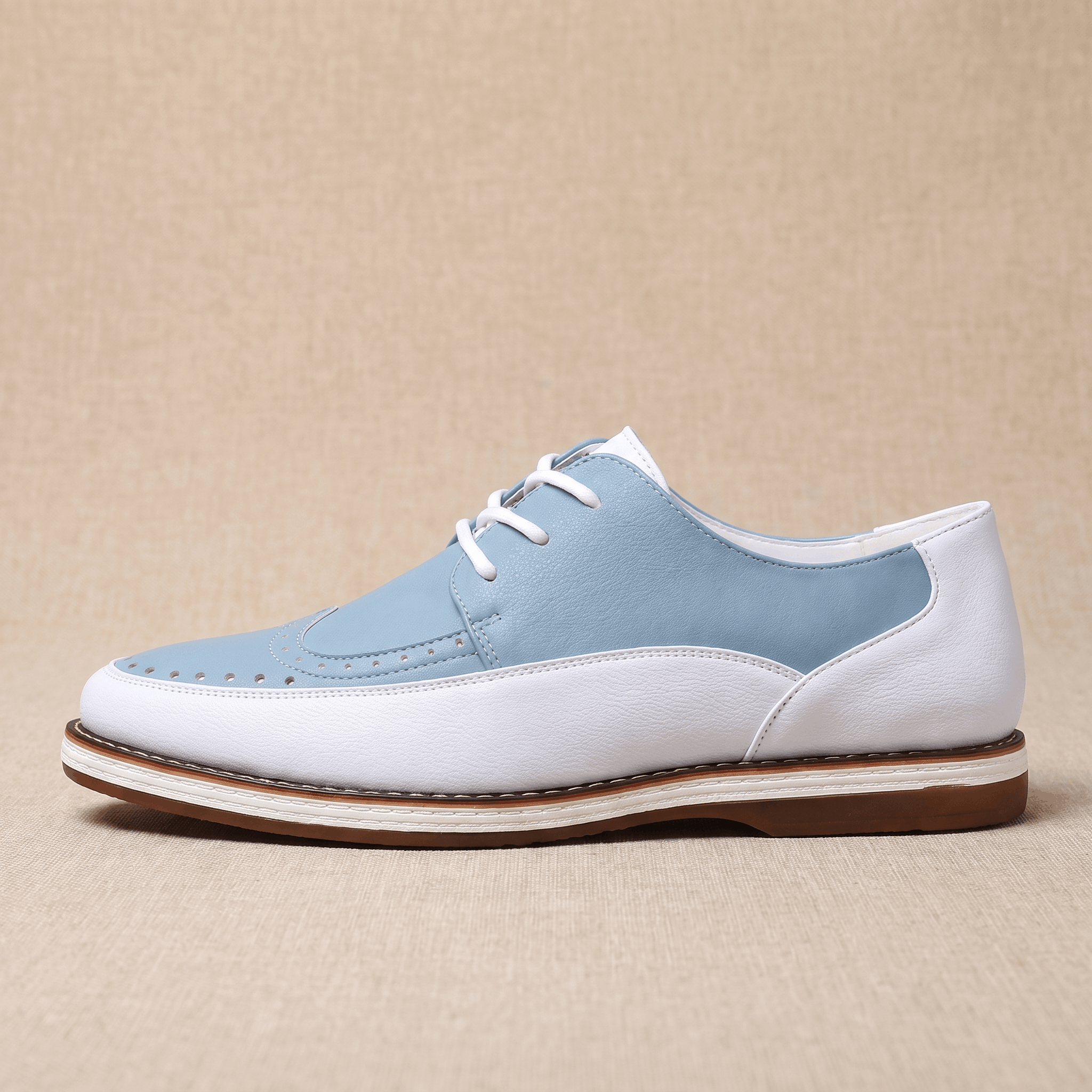 Mauro Two-Tone Leather Brogues – Cushioned Perforated Dress Shoes