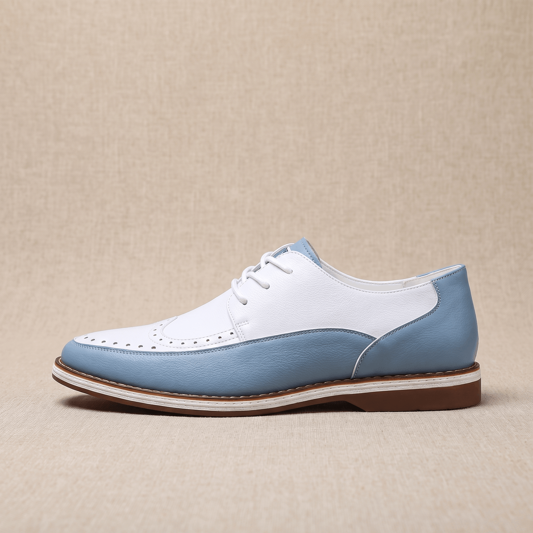 Mauro Two-Tone Leather Brogues – Cushioned Perforated Dress Shoes