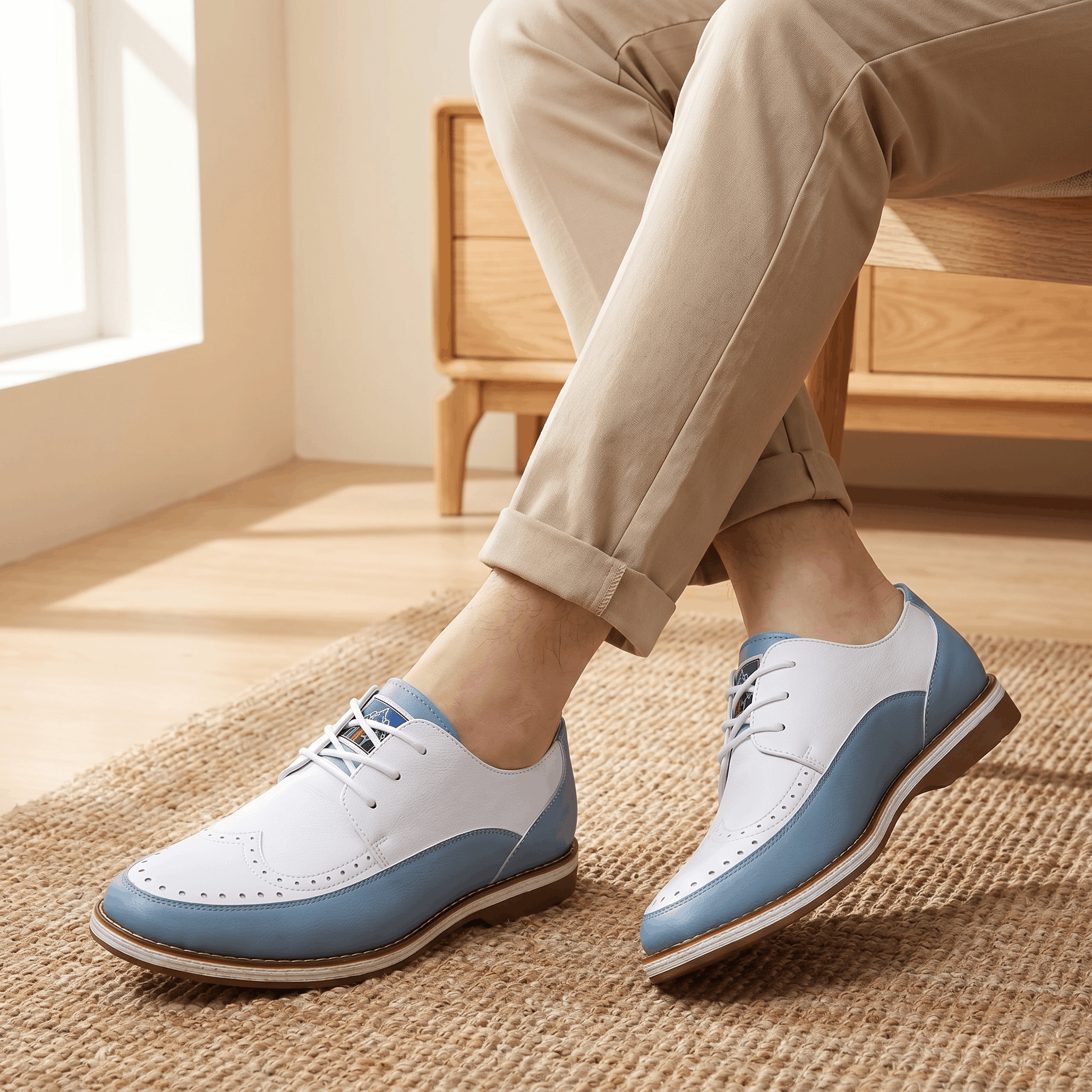 Mauro Two-Tone Leather Brogues – Cushioned Perforated Dress Shoes