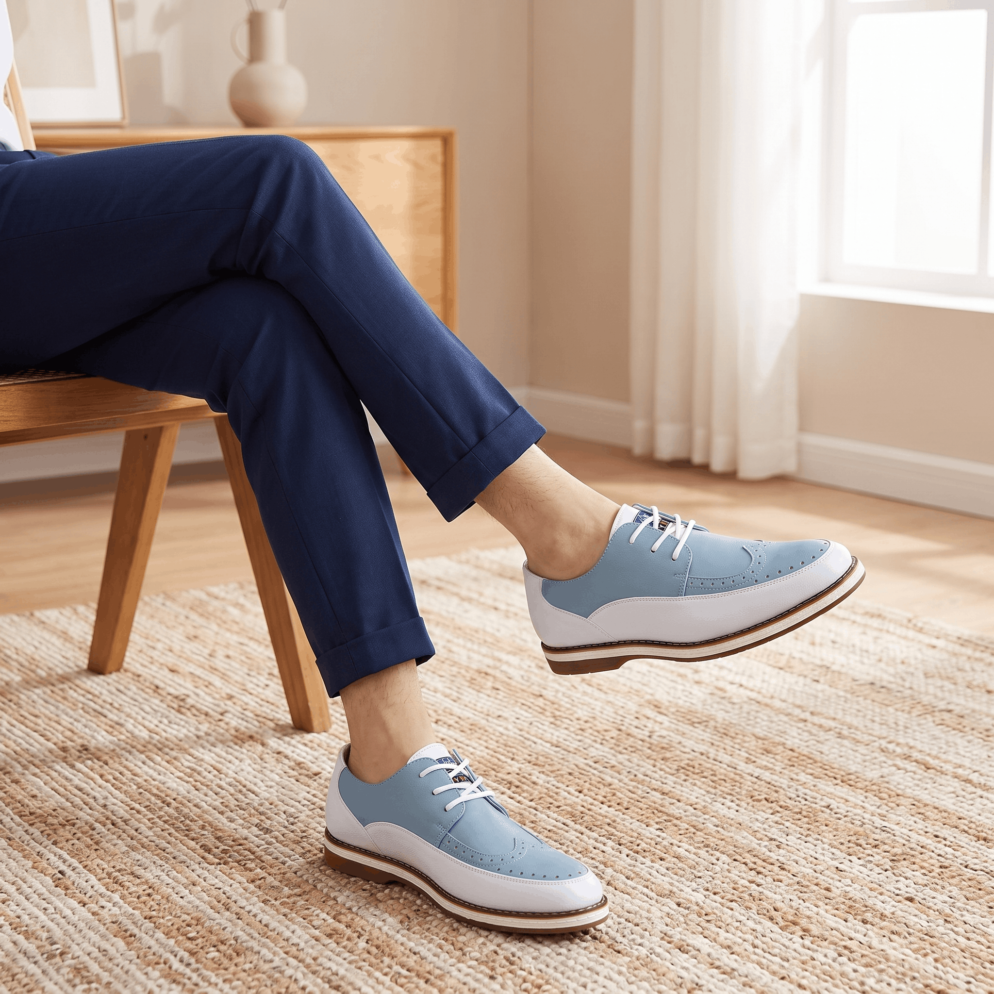 Mauro Two-Tone Leather Brogues – Cushioned Perforated Dress Shoes