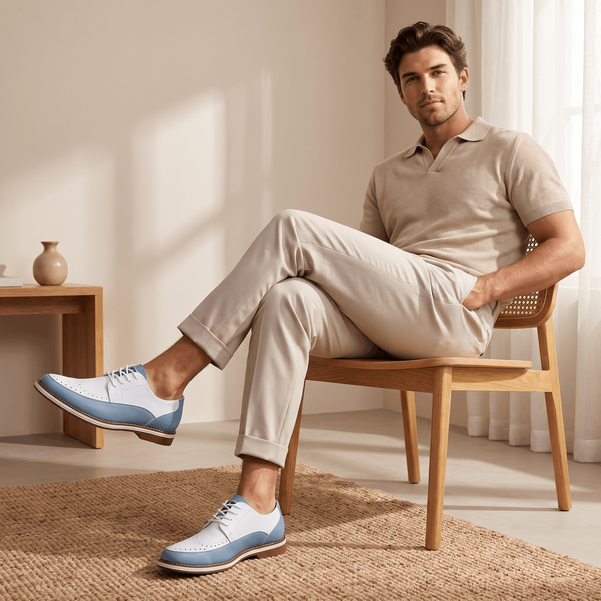 Mauro Two-Tone Leather Brogues – Cushioned Perforated Dress Shoes