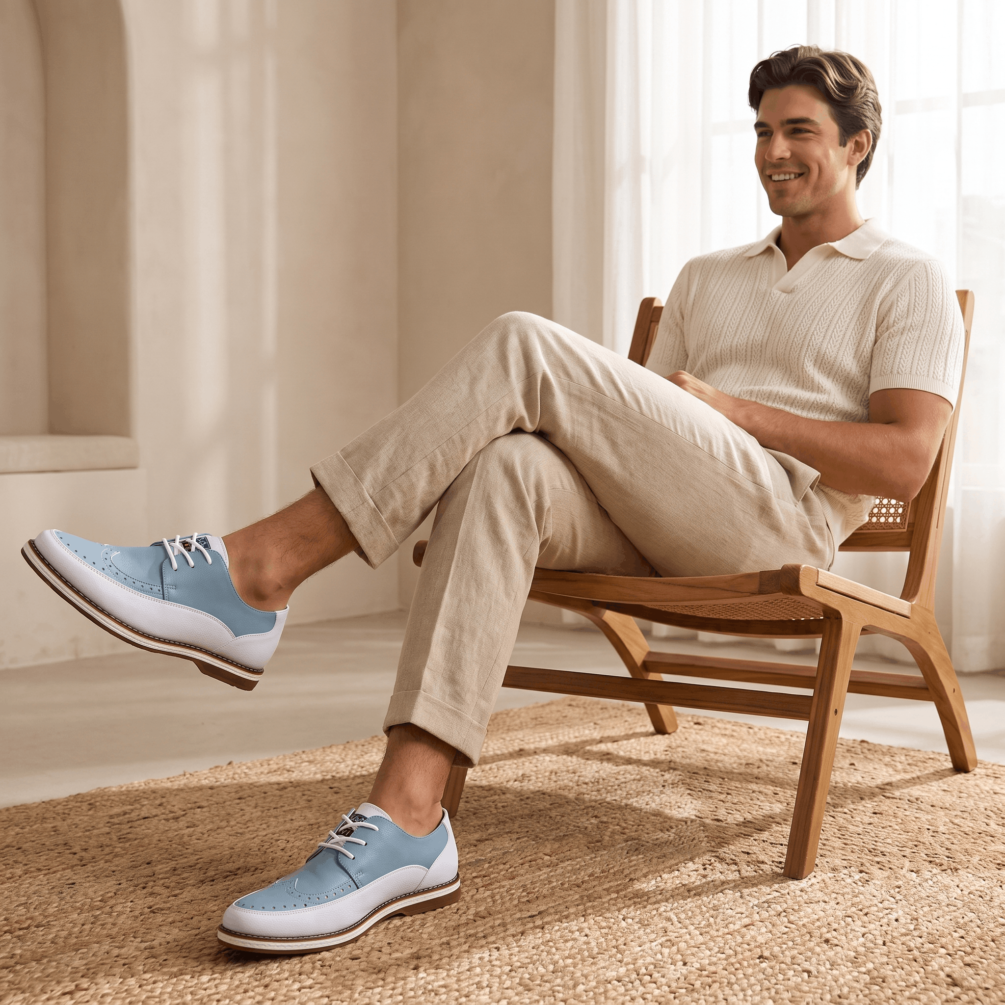 Mauro Two-Tone Leather Brogues – Cushioned Perforated Dress Shoes