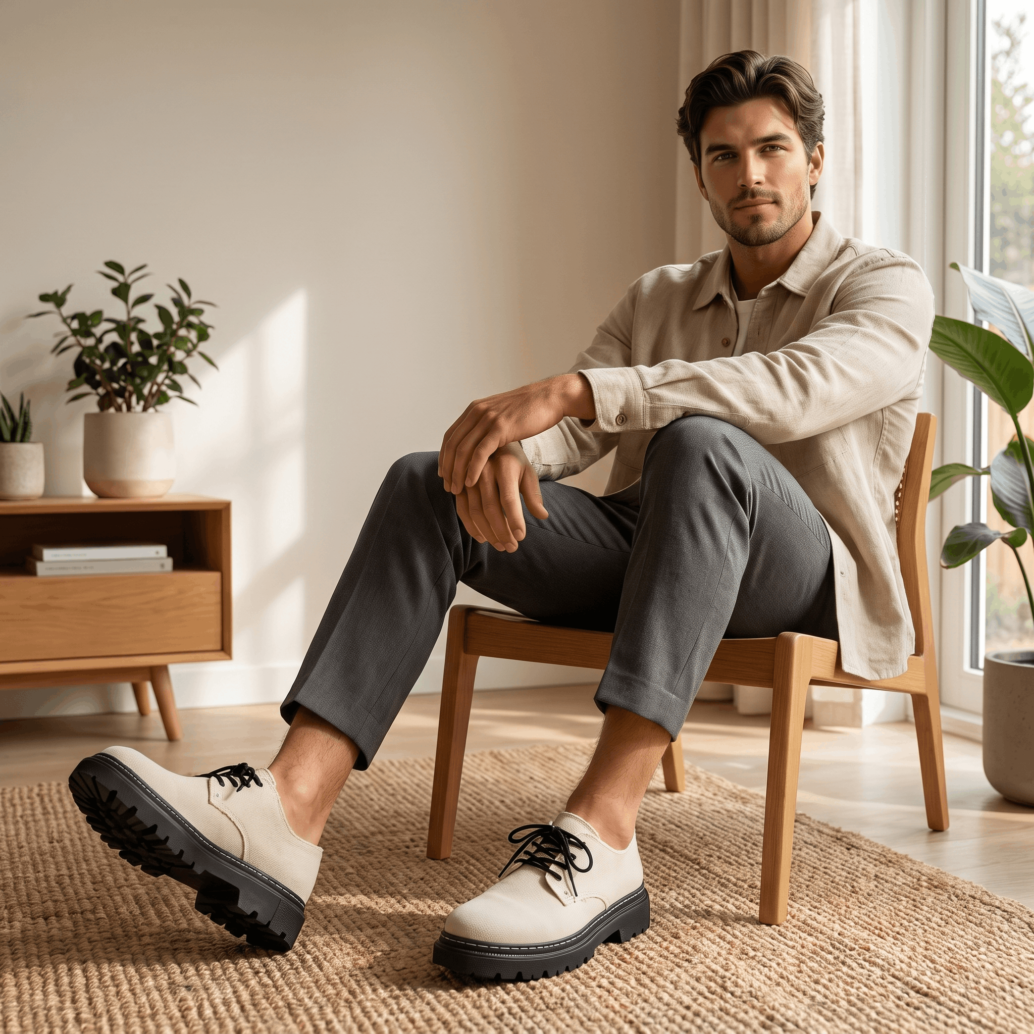 Giovanni Denim Frayed-Edge Shoes – Cushioned Lace-Up Footwear