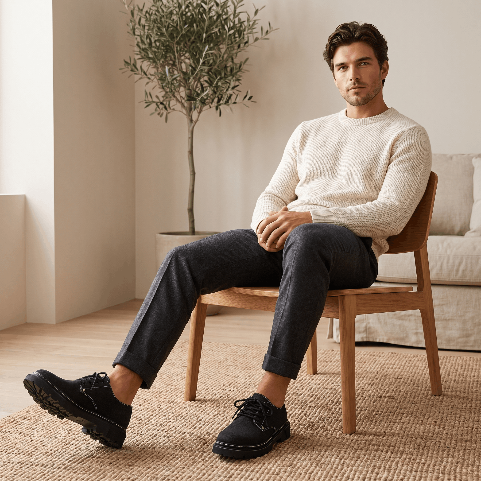 Giovanni Denim Frayed-Edge Shoes – Cushioned Lace-Up Footwear