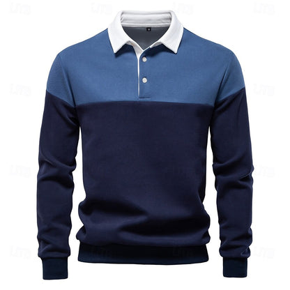 Patrick Men’s Polo Sweater – Cotton Knit Pullover with Colourblock Design
