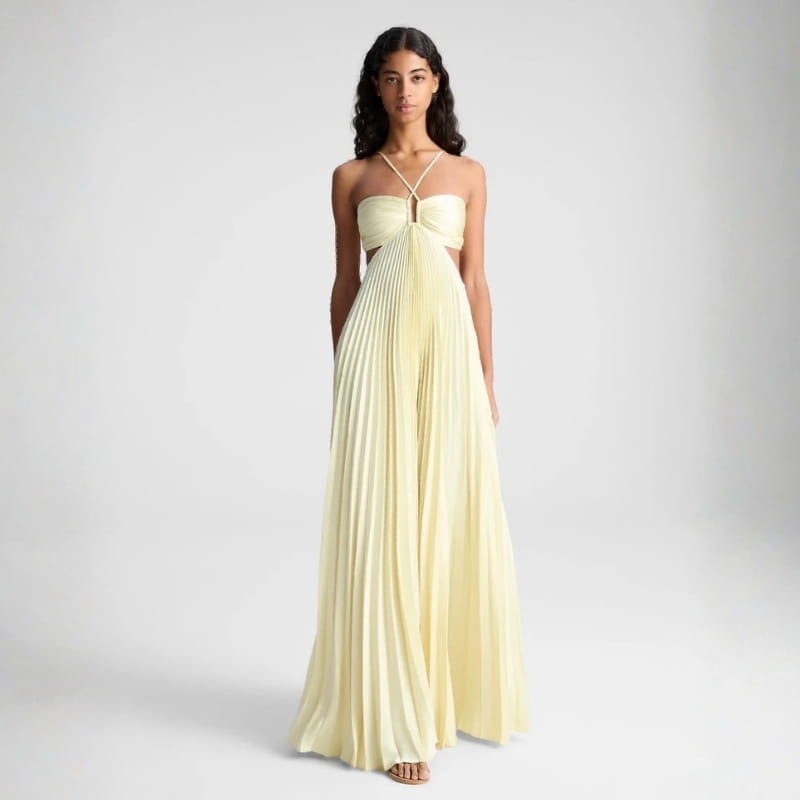 Mia Pleated Lightweight Maxi Dress – Breathable Elegant Chiffon Dress