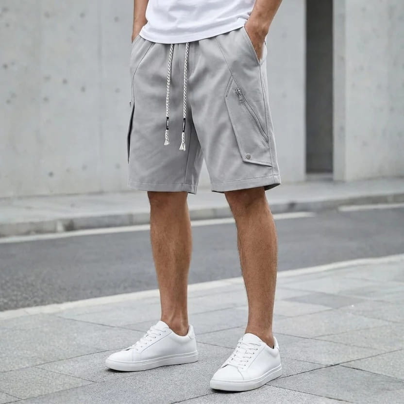 Soriano Utility Drawstring Shorts – Zip Pocket Lightweight Casual Summer Shorts