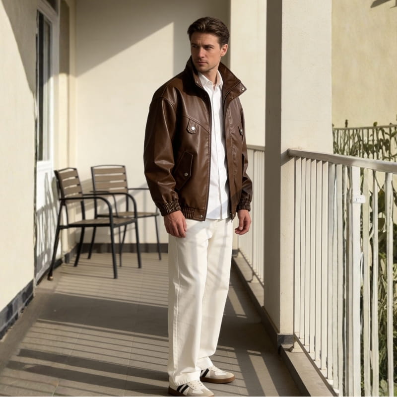 Renato Men’s Leather Bomber Jacket