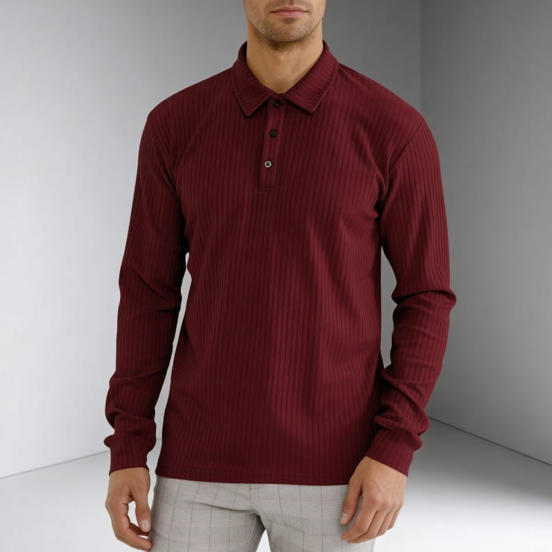 Rafael Men's Ribbed Long Sleeve Polo